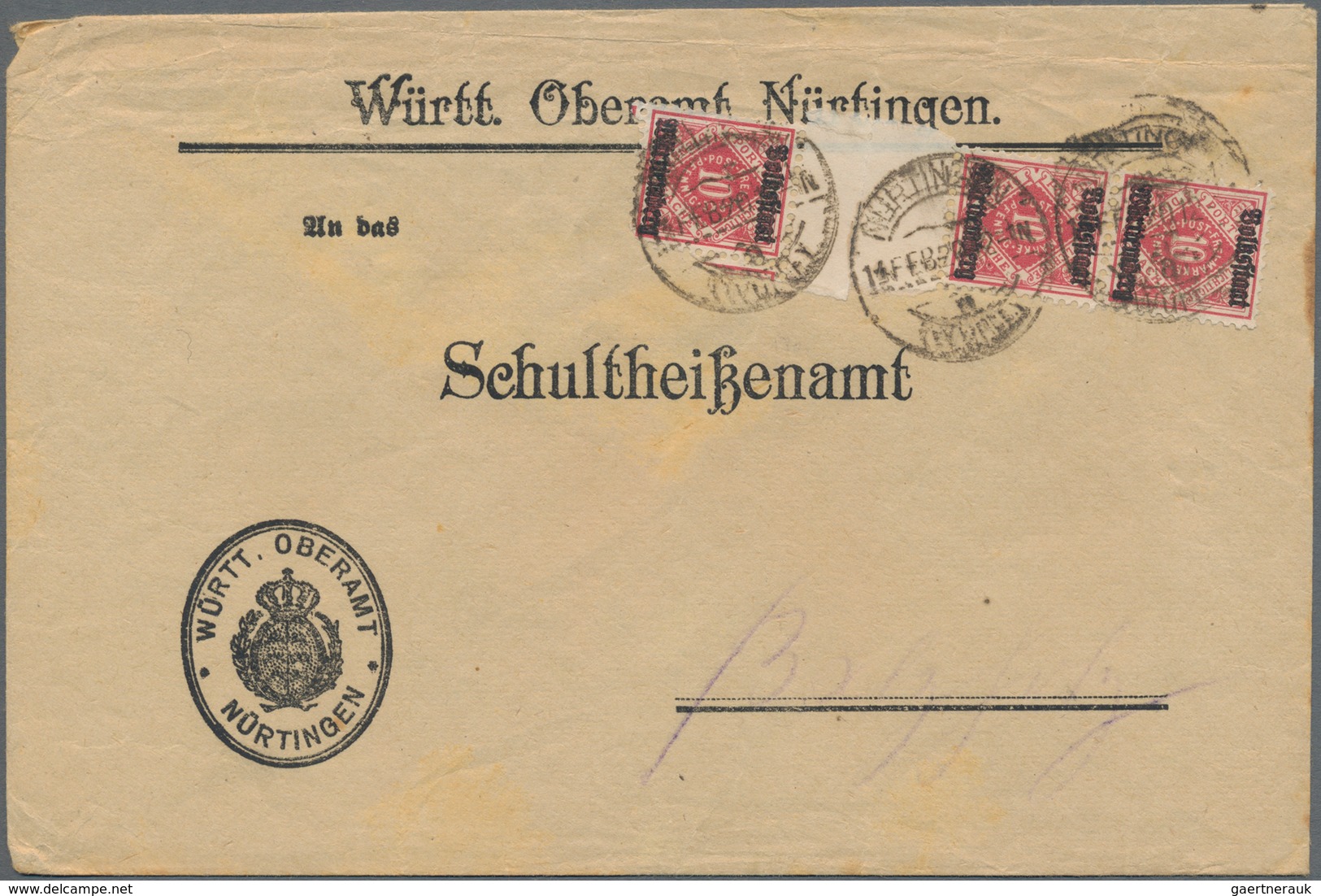 Württemberg - Marken Und Briefe: Aus Württemberg Pfennigzeit: 1) 1891, 2 Mark Dunkelgelblichorange/s - Other & Unclassified