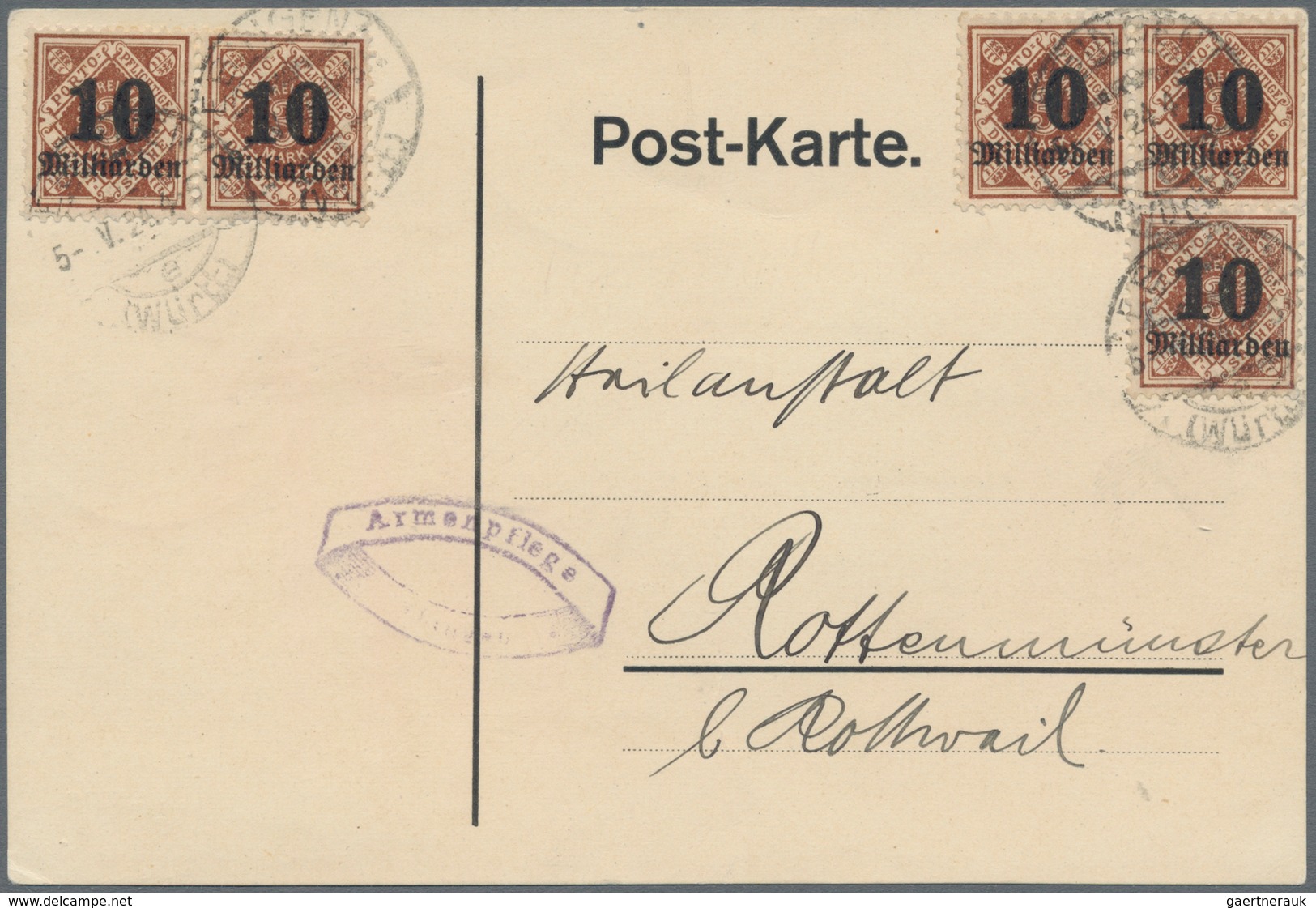 Württemberg - Marken und Briefe: Aus Württemberg Pfennigzeit: 1) 1891, 2 Mark dunkelgelblichorange/s