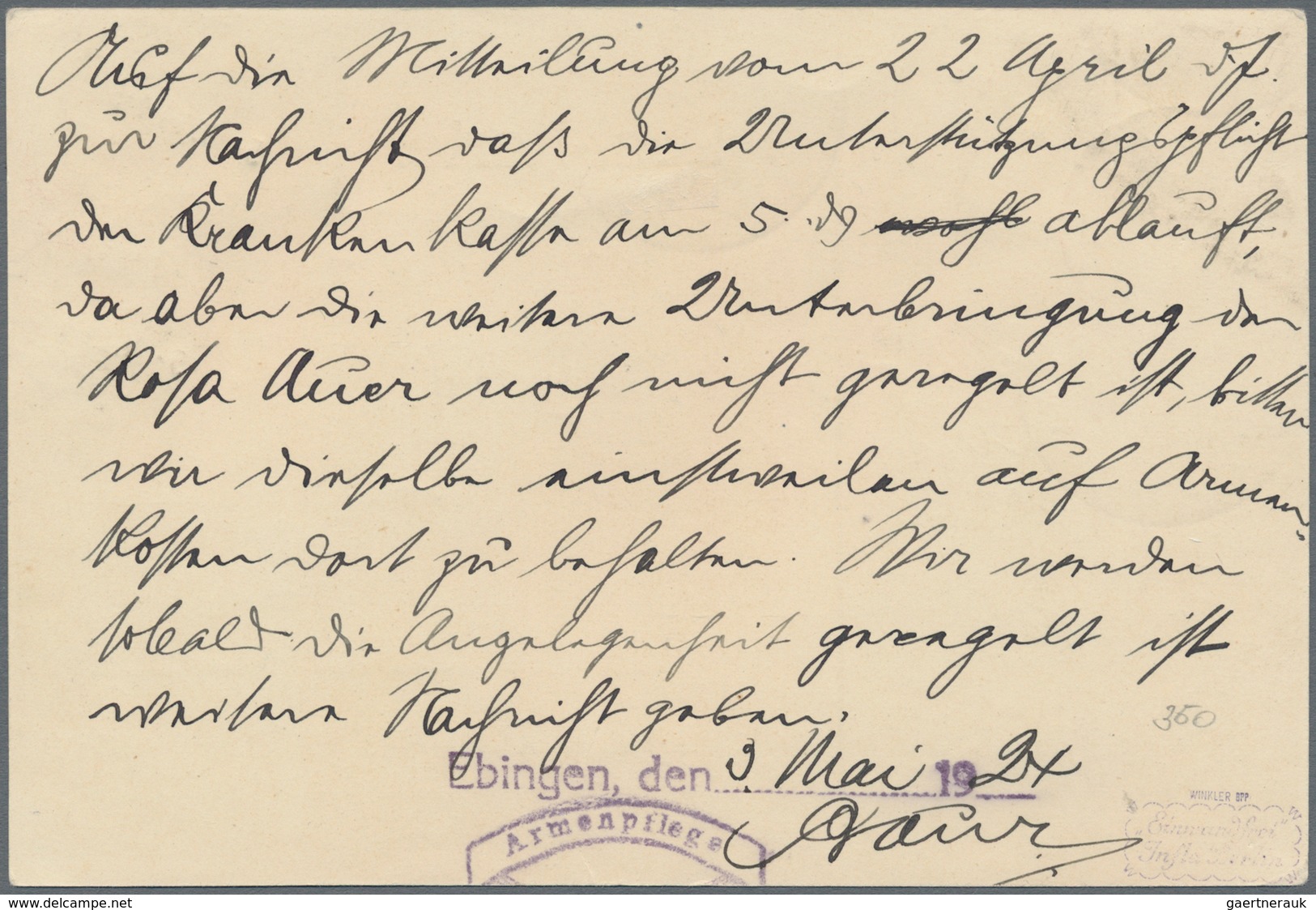 Württemberg - Marken und Briefe: Aus Württemberg Pfennigzeit: 1) 1891, 2 Mark dunkelgelblichorange/s