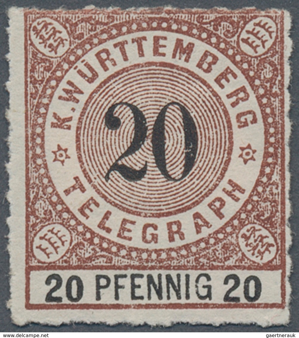 Württemberg - Telegrafenmarken: 1875: 20 Pfg. In Der Seltenen Farbnuance Lebhaftrötlichbraun/schwarz - Altri & Non Classificati