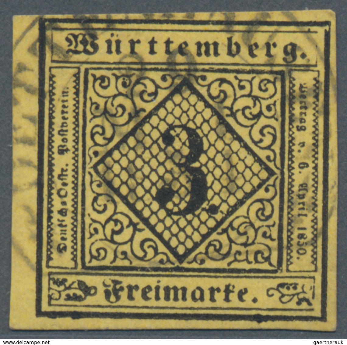 Württemberg - Steigbügelstempel: DETTENAUSEN 29 MAI 1854, Sauber Und Zentrisch Auf 3 Kr. Gelb Breitr - Other & Unclassified