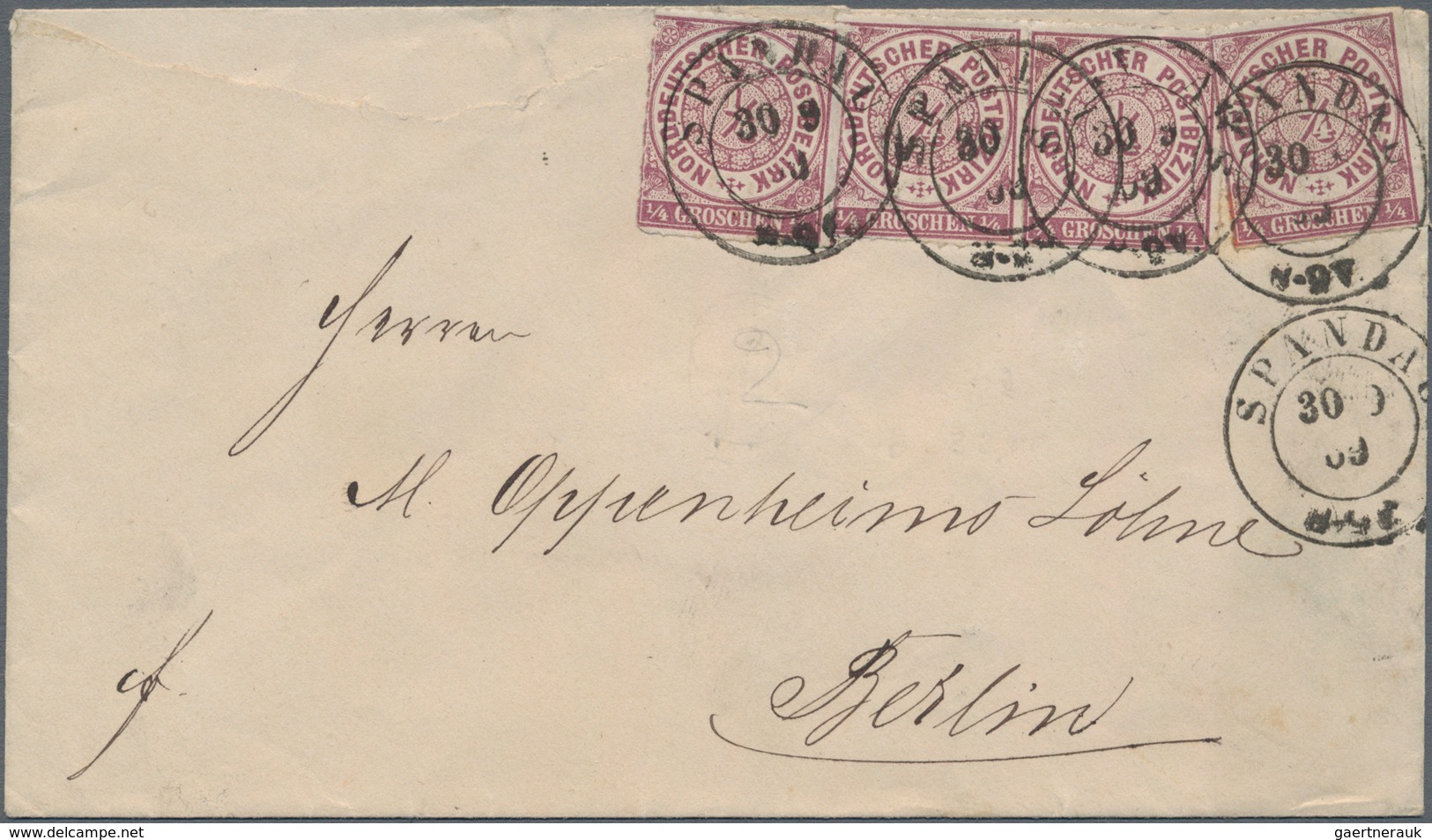 Norddeutscher Bund - Marken Und Briefe: 1869. MeF Von 4x 1/4 Groschen Auf Brief Mit Sauberem Preußen - Other & Unclassified