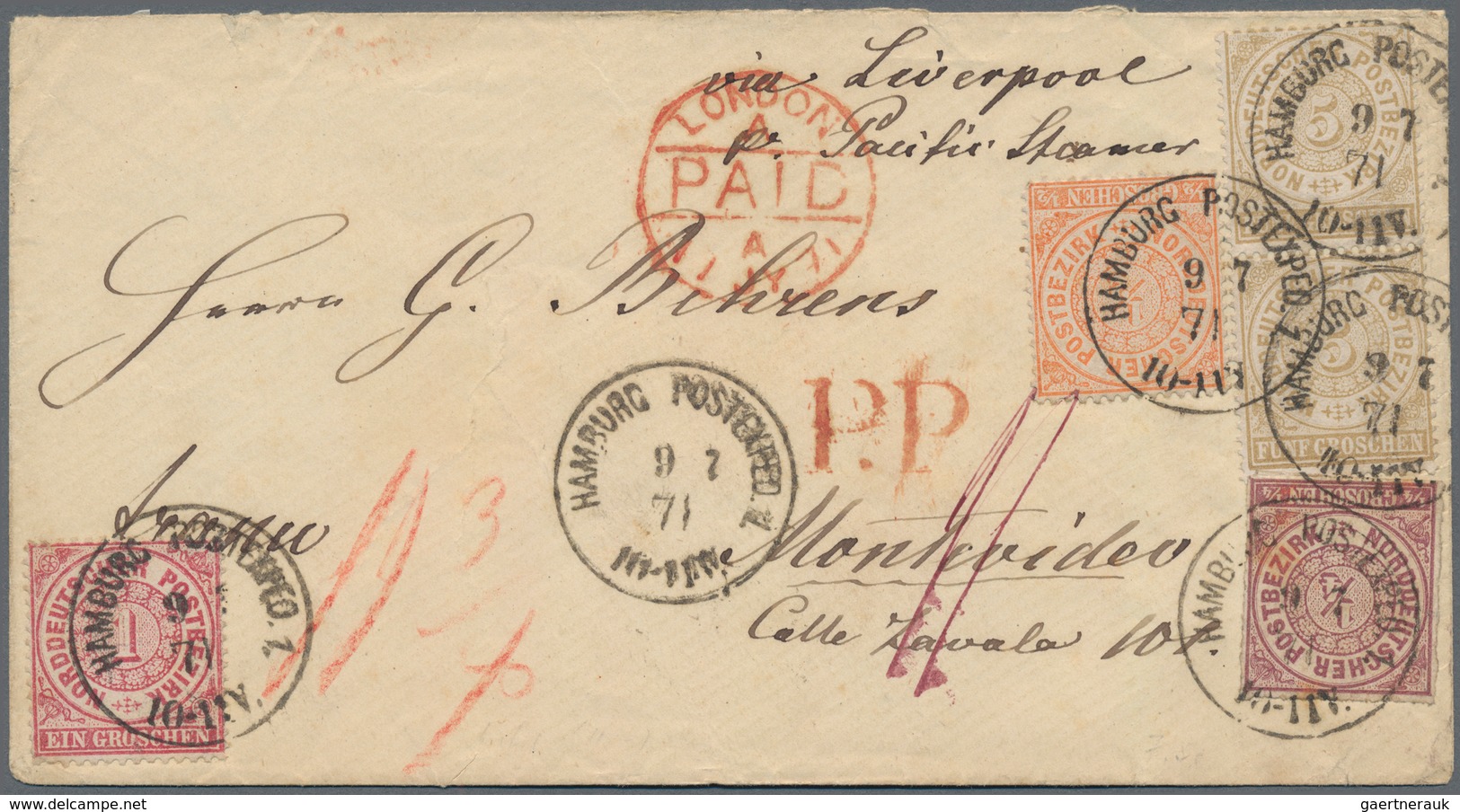 Norddeutscher Bund - Marken Und Briefe: 1868, Brief Mit ¼ Gr Violett, ½ Gr. Orange, 1 Gr. Rot Und Pa - Other & Unclassified