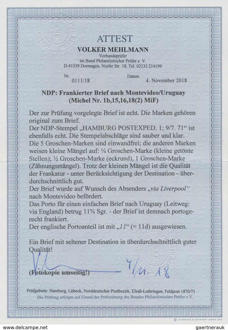 Norddeutscher Bund - Marken Und Briefe: 1868, Brief Mit ¼ Gr Violett, ½ Gr. Orange, 1 Gr. Rot Und Pa - Other & Unclassified