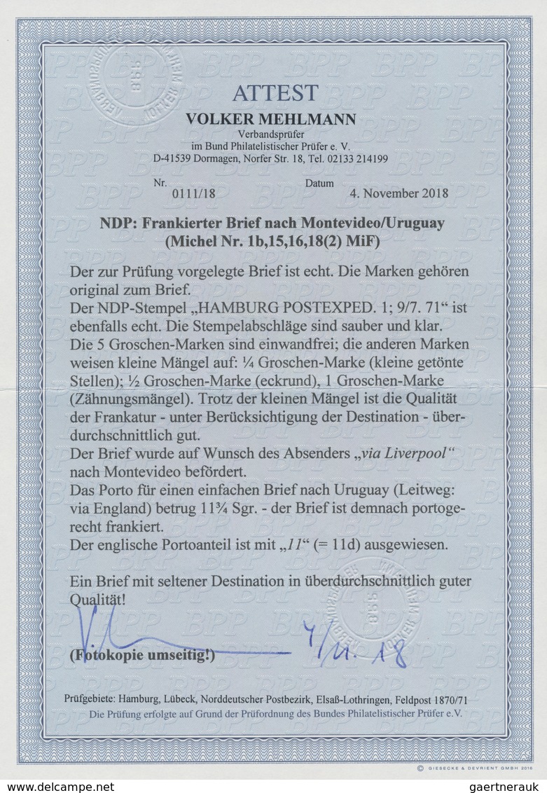 Norddeutscher Bund - Marken Und Briefe: 1868, Brief Mit ¼ Gr Violett, ½ Gr. Orange, 1 Gr. Rot Und Pa - Sonstige & Ohne Zuordnung