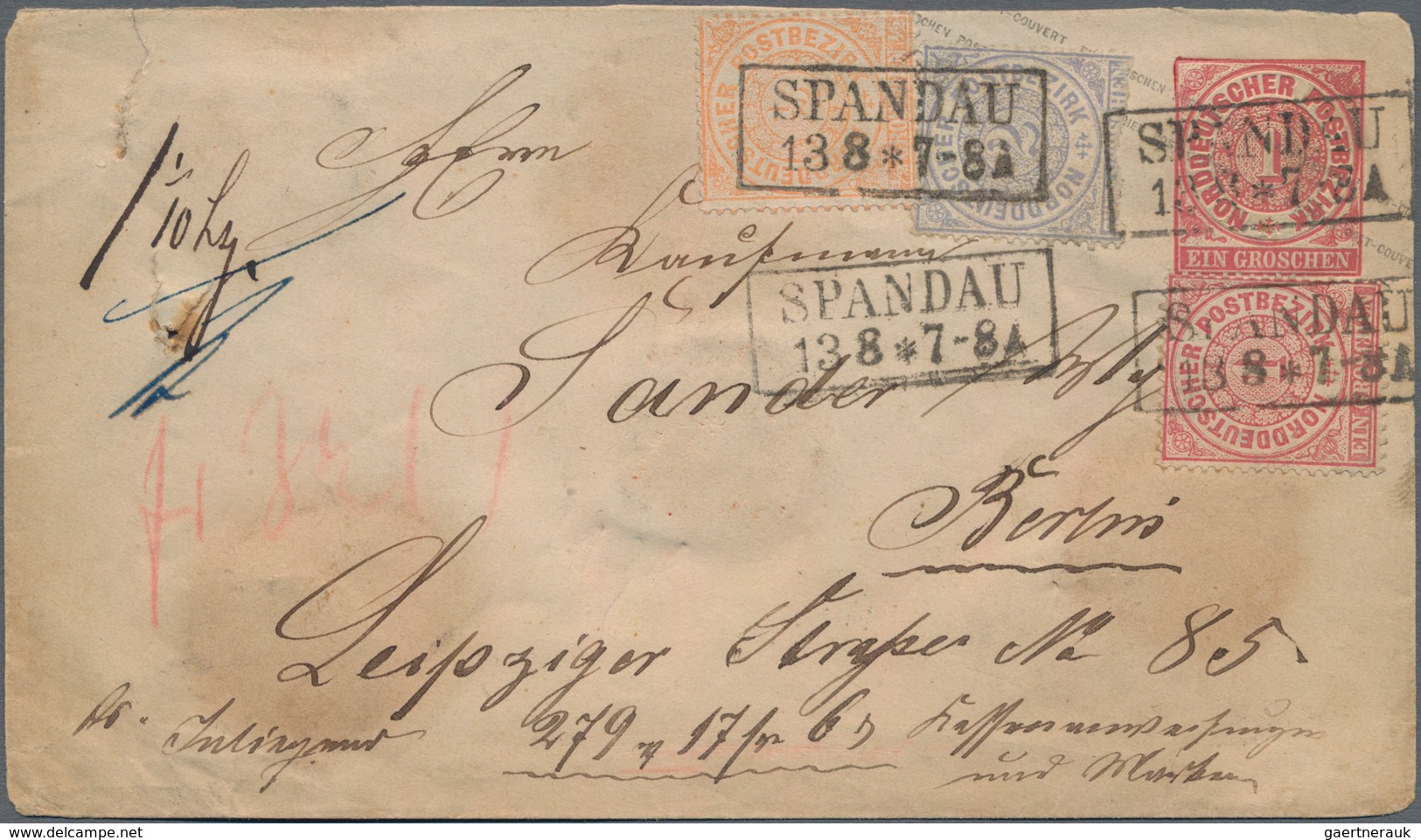 Norddeutscher Bund - Marken Und Briefe: 1869. Umschlag 1 Gr Mit 3-Farben-Zfr. 1/2, 1, 2 Gr Gezähnt A - Andere & Zonder Classificatie