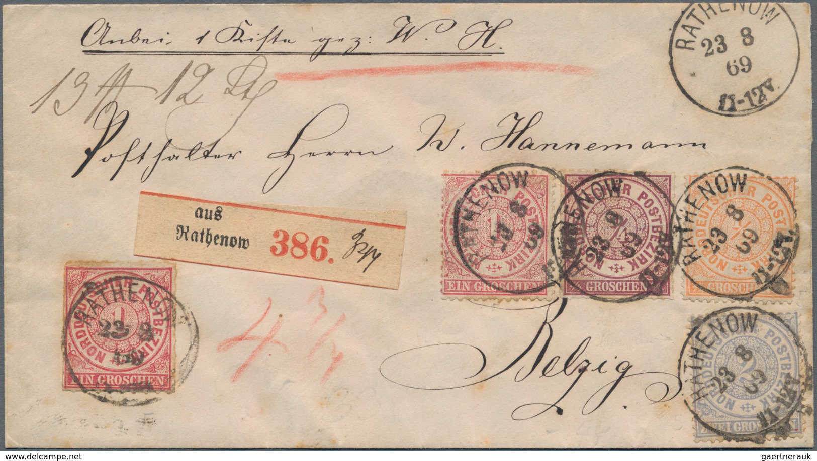 Norddeutscher Bund - Marken Und Briefe: 1869. Dekorative 4-Farben-Frankatur Aus 1 Gr (durchstochen), - Otros & Sin Clasificación