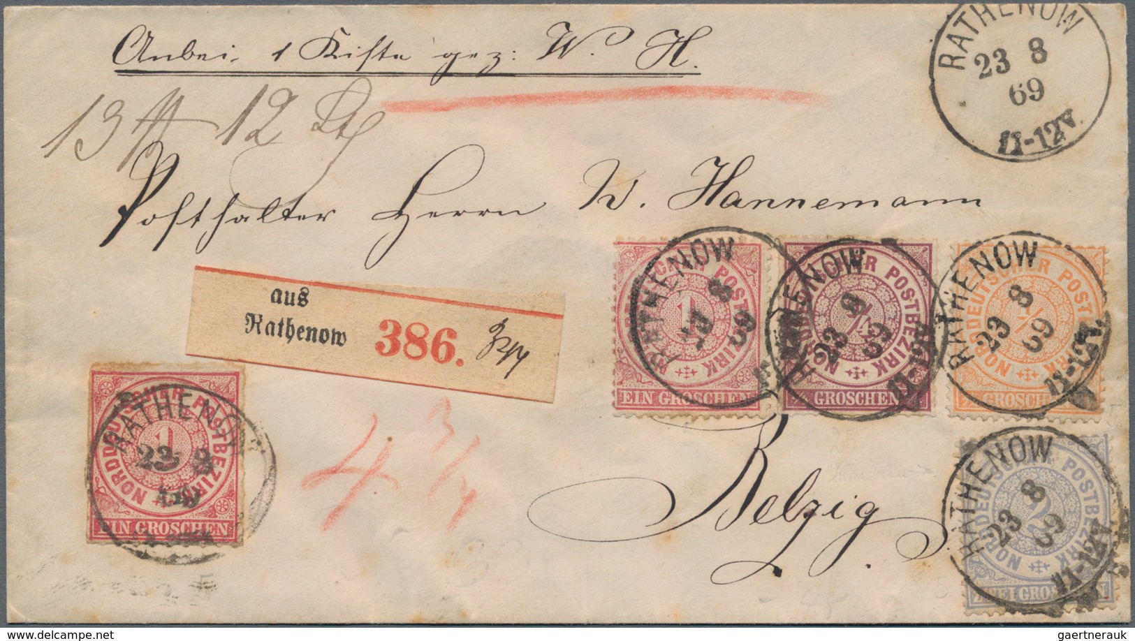 Norddeutscher Bund - Marken Und Briefe: 1869. Dekorative 4-Farben-Frankatur Aus 1 Gr (durchstochen), - Sonstige & Ohne Zuordnung