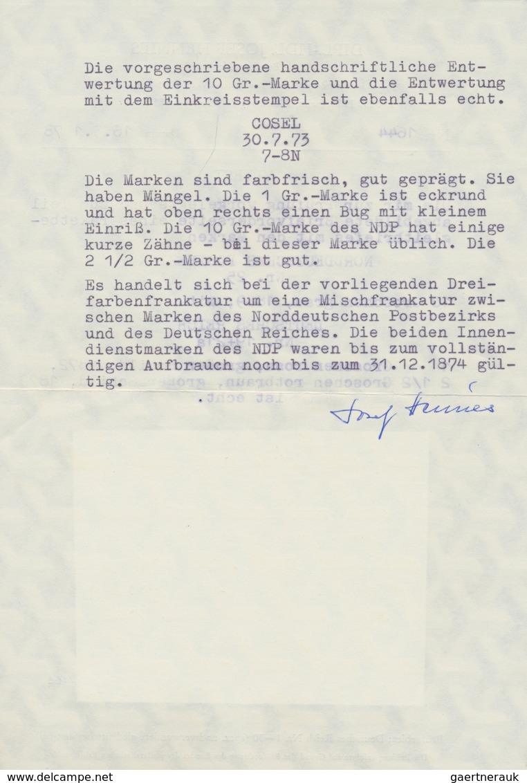 Norddeutscher Bund - Marken Und Briefe: 1872, Innendienst 10 Gr. Mit Federzug Und Sowie Gr. Schild 1 - Other & Unclassified