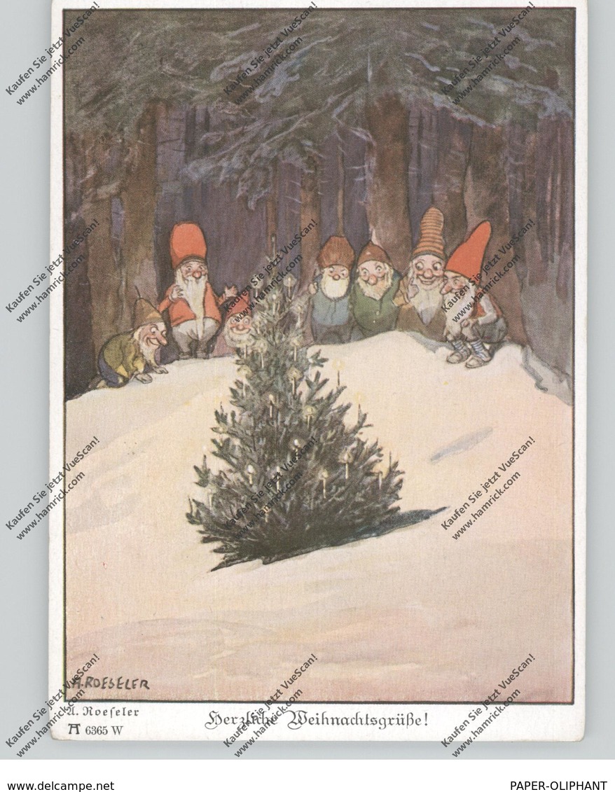 ZWERGE / Gnome / Dwarfs / Nani - Herzliche Weihnachtsgrüße, Künstler-Karte A.Roeseler - Sonstige & Ohne Zuordnung