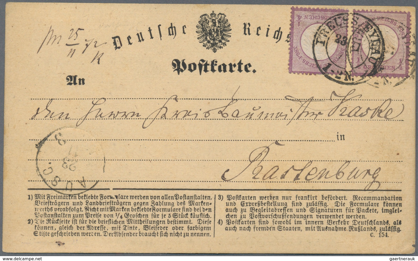 Deutsches Reich - Brustschild: 1872. MeF Aus 2x ¼ Groschen (kl. Schild), Dabei Eine Marke Mit Dem Se - Unused Stamps