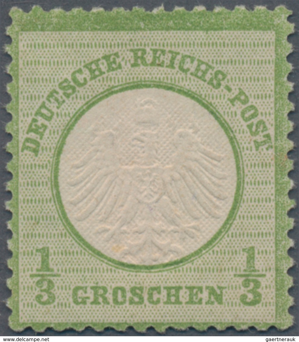 Deutsches Reich - Brustschild: 1872 Kleiner Schild 1/3 Gr. Gelblichgrün Ungebraucht Mit Originalgumm - Unused Stamps