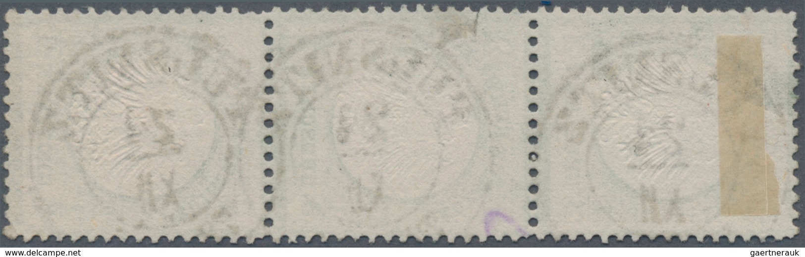 Deutsches Reich - Brustschild: 1872, Kleiner Schild 1/3 Gr Hellgrün Im Dreiersteifen Mit K2 "PULSNIT - Unused Stamps