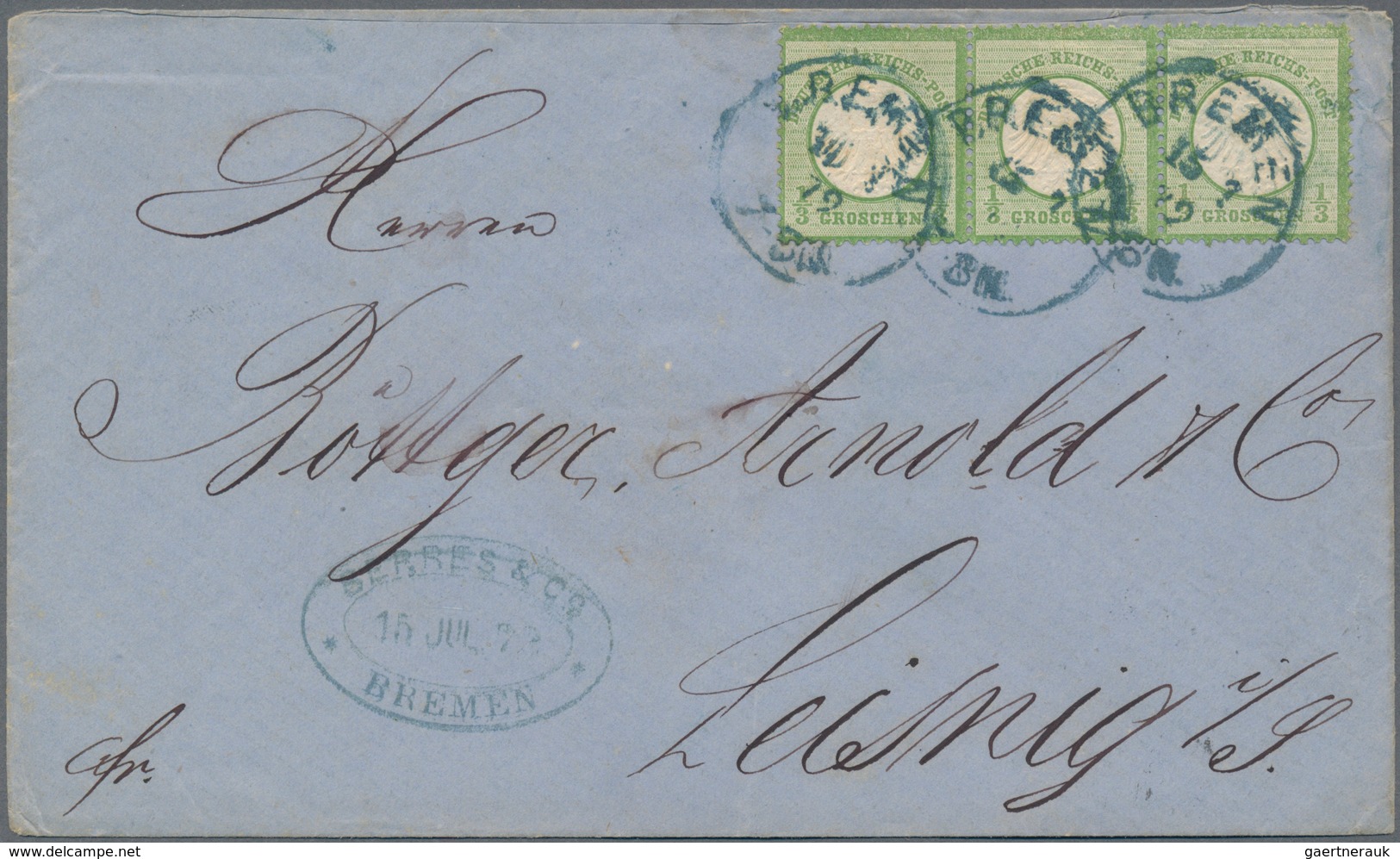 Deutsches Reich - Brustschild: 1872. MeF Aus Waagrechtem 3er-Streifen 1/3 Groschen (kl. Schild) In D - Unused Stamps