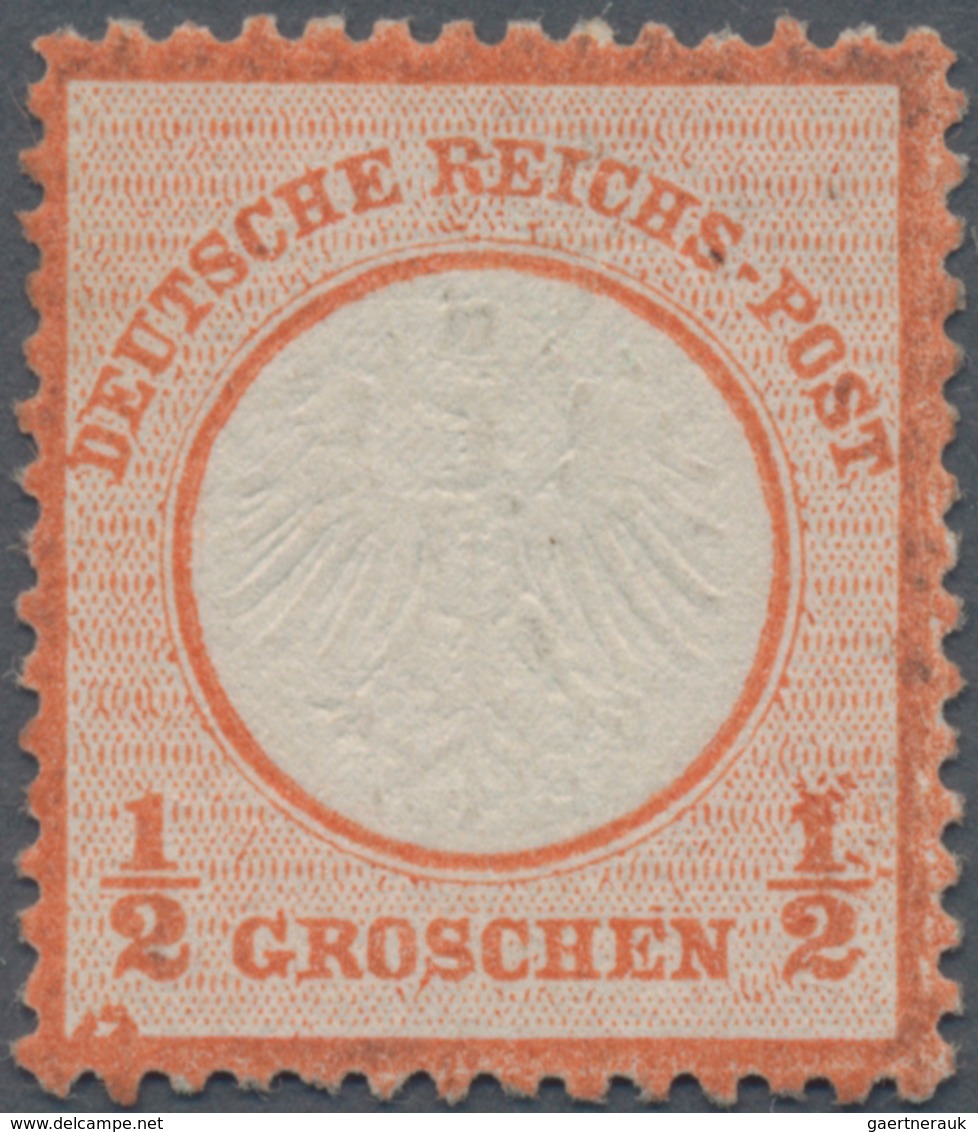 Deutsches Reich - Brustschild: 1872, Kleiner Schild ½ Gr Rötlichorange Mit Druckbesonderheit: Farbkr - Ongebruikt