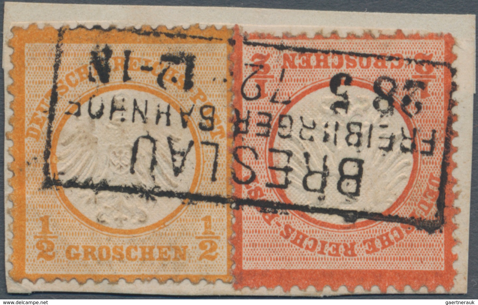 Deutsches Reich - Brustschild: 1872, Kleiner Schild ½ Gr Ziegelrot Und ½ Gr. Orangegelb Als Wertstuf - Unused Stamps