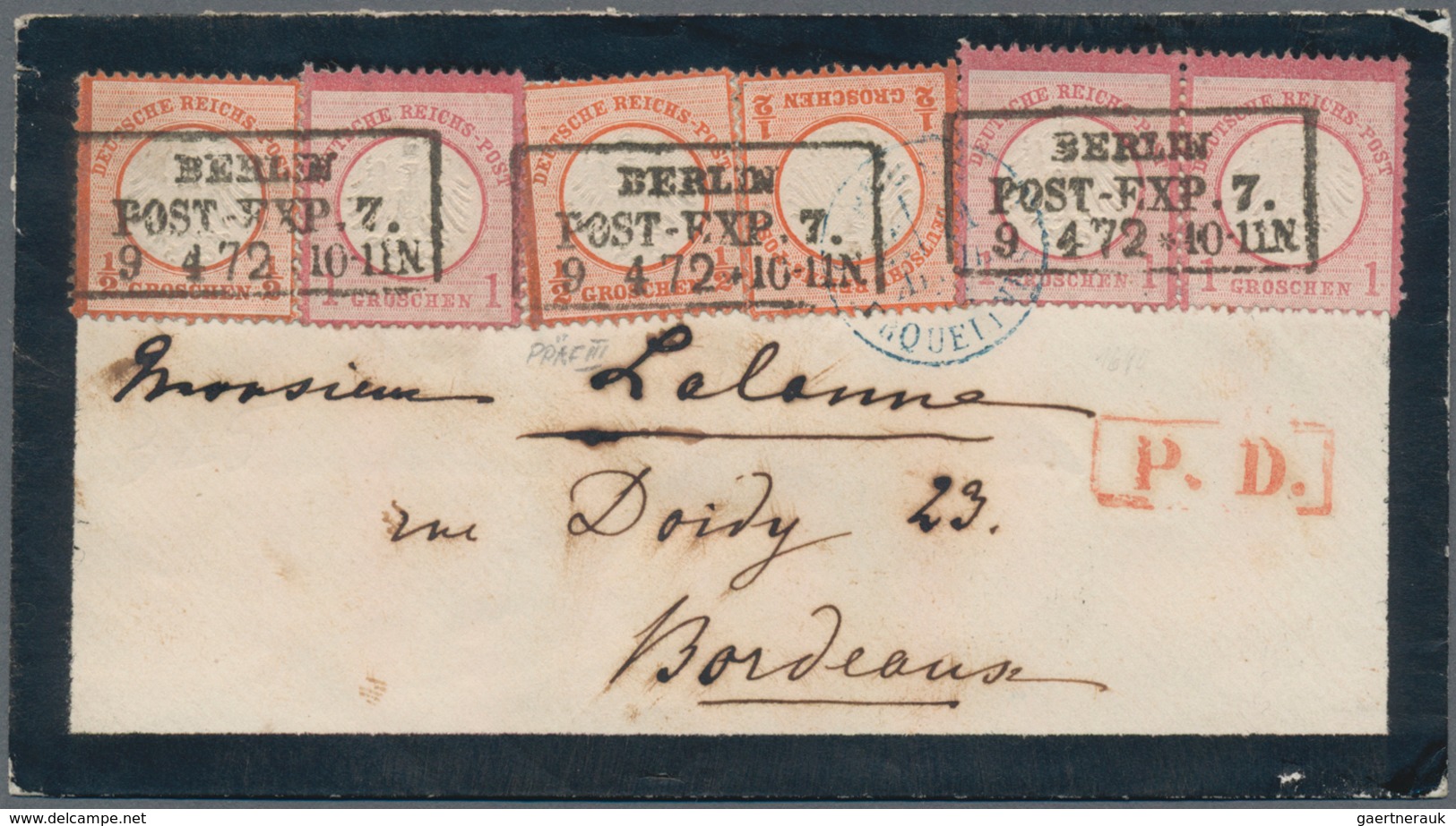 Deutsches Reich - Brustschild: 1872, Kleiner Schild 3x ½ Gr Orange Und 3x 1 Gr Rot Auf Trauer-Kuvert - Unused Stamps