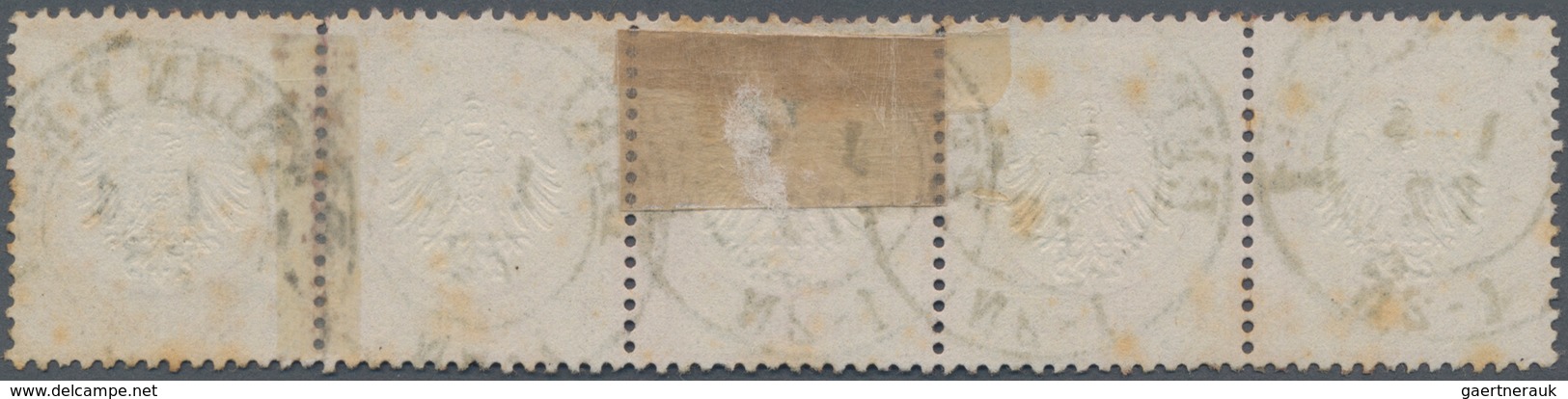 Deutsches Reich - Brustschild: 1872, Kleiner Schild 1 Gr. Karmin Im 5er Streifen Mit K2 "BERLIN P.E. - Unused Stamps