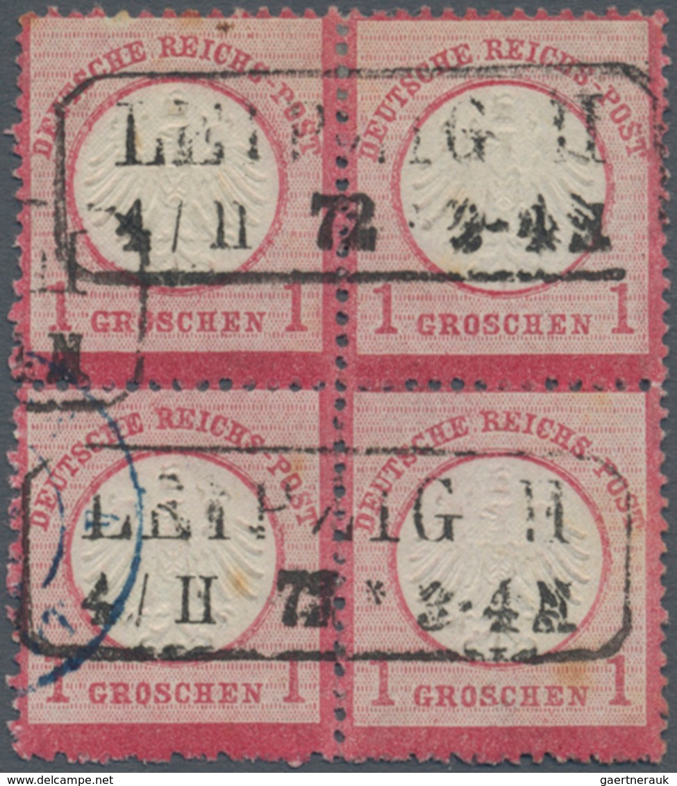 Deutsches Reich - Brustschild: 1872, Kleiner Schild 1 Gr. Karmin Im Viererblock Mit Ra2 "LEIPZIG II - Unused Stamps