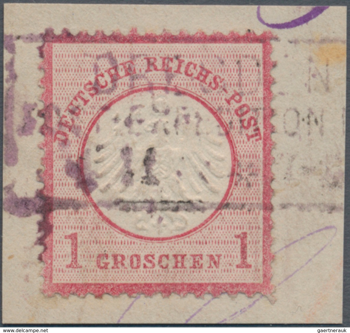 Deutsches Reich - Brustschild: 1872, Kl. Schild 1 Gr. Brfst. Mit SELTENEM VIOLETTEM Ra3 "DRESDEN POS - Ungebraucht