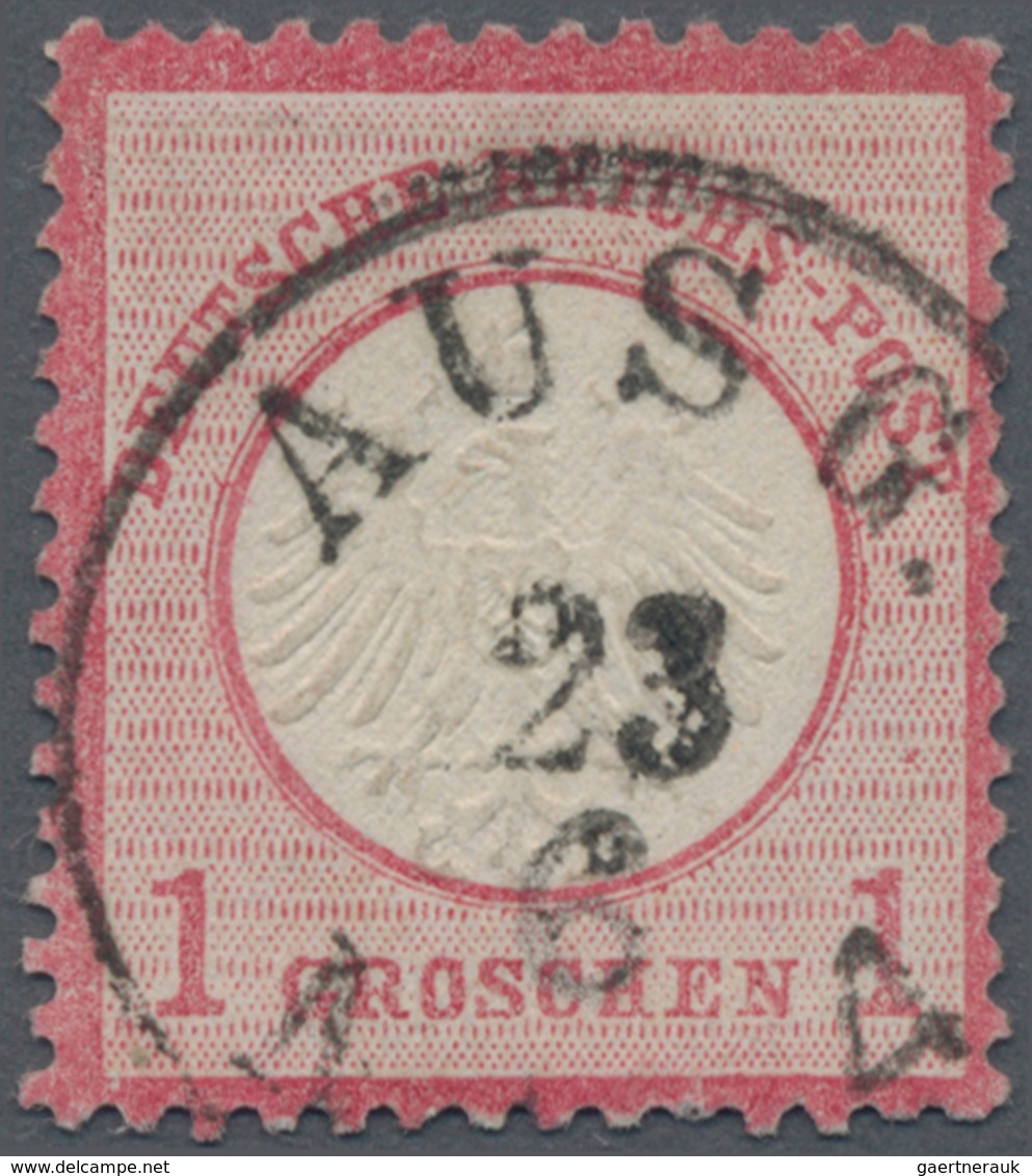 Deutsches Reich - Brustschild: 1872, Kleiner Schild 1 Gr. Rosakarmin Mit Zentrischem Ausgabe-K1 "AUS - Ungebraucht