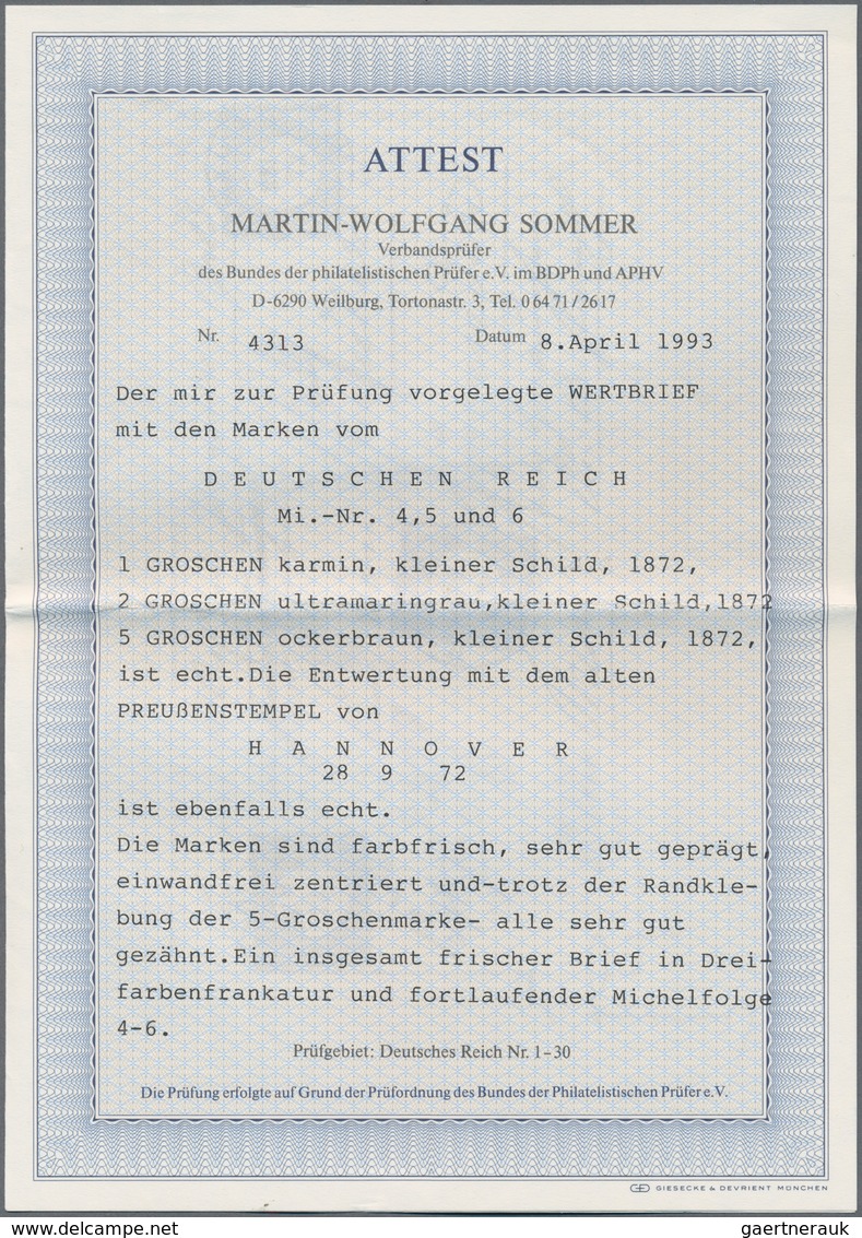 Deutsches Reich - Brustschild: 1872. Schöne 3-Farben-Frankatur Aus 1 Gr, 2 Gr Und 5 Gr (je Kl. Schil - Ongebruikt