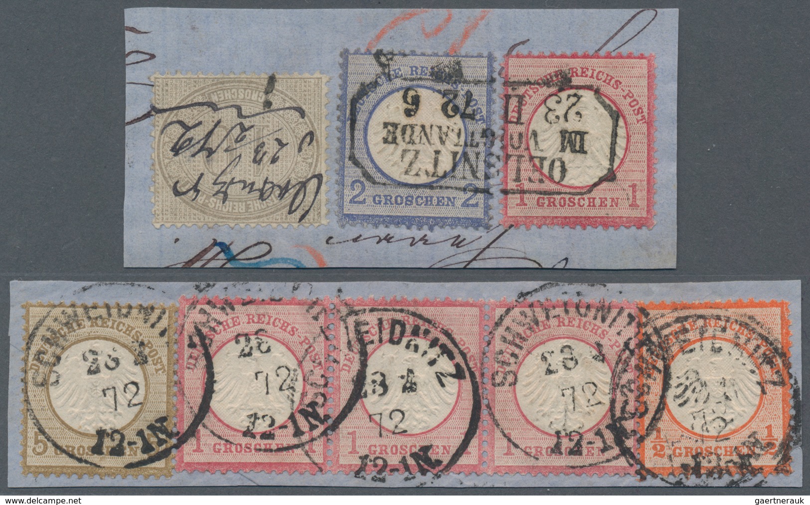 Deutsches Reich - Brustschild: 1872, 1 Gr Karmin Kleiner Schild Im Waager. 4er-Streifen MiF Mit 5 Gr - Unused Stamps