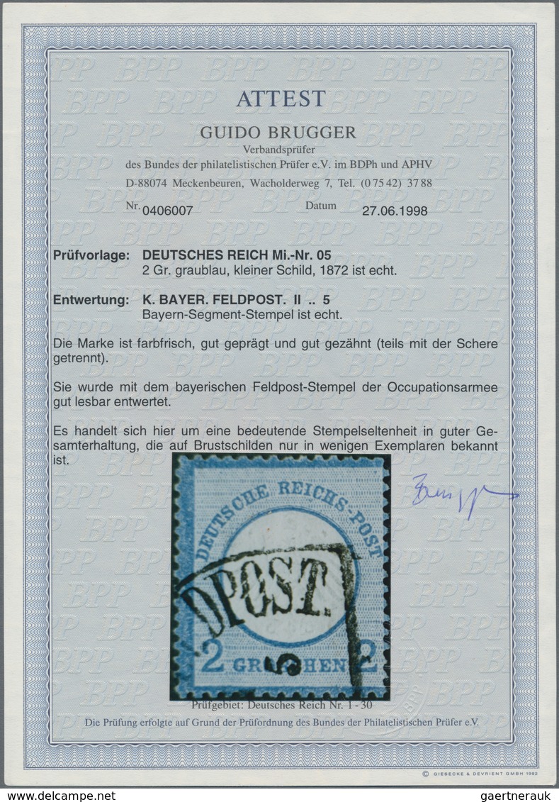 Deutsches Reich - Brustschild: 1872 Kleiner Schild 2 Groschen Blau Mit Bayerischem HK "K.BAYER. FELD - Ungebraucht