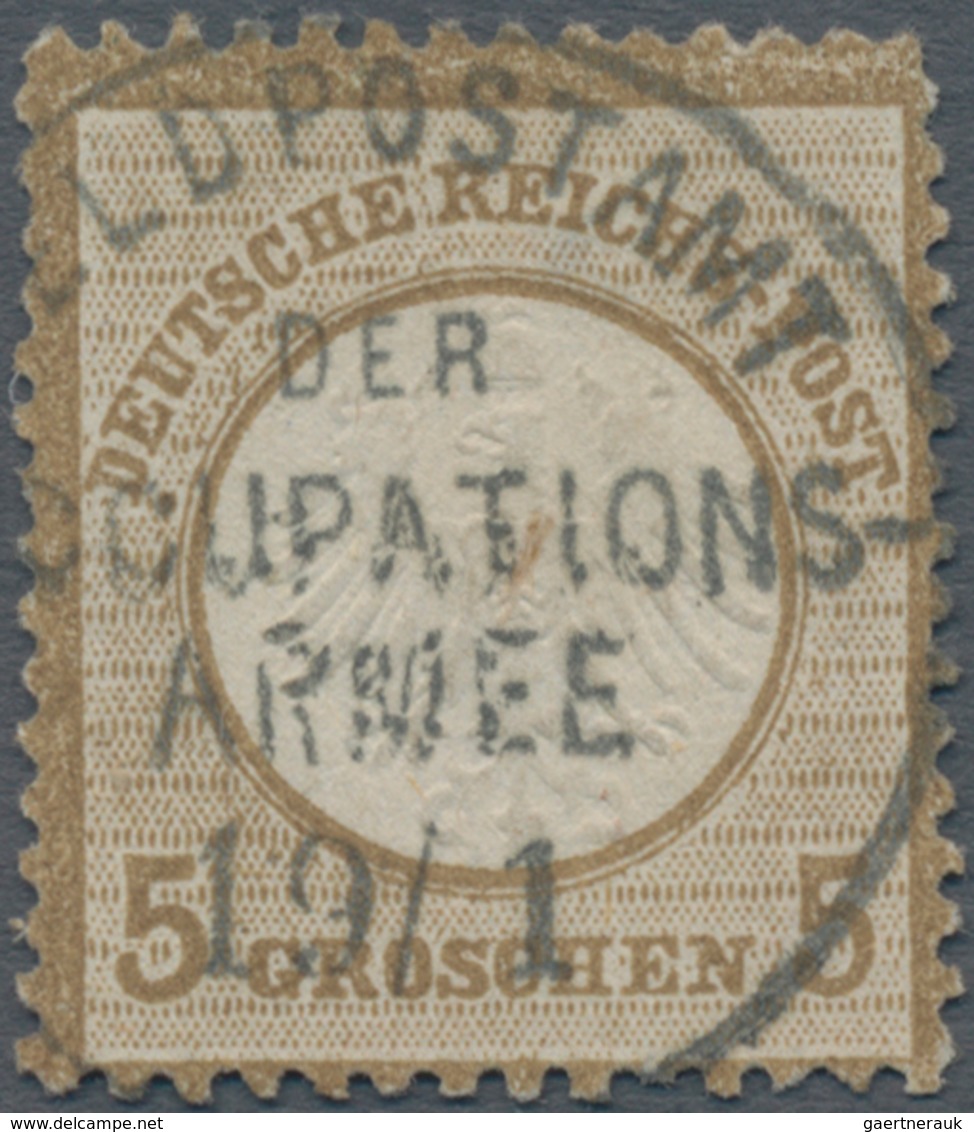 Deutsches Reich - Brustschild: 1872 Kleiner Schild 5 Gr Graubraun Mit Ideal-K1 "FELDPOSTAMT DER OCCU - Ungebraucht