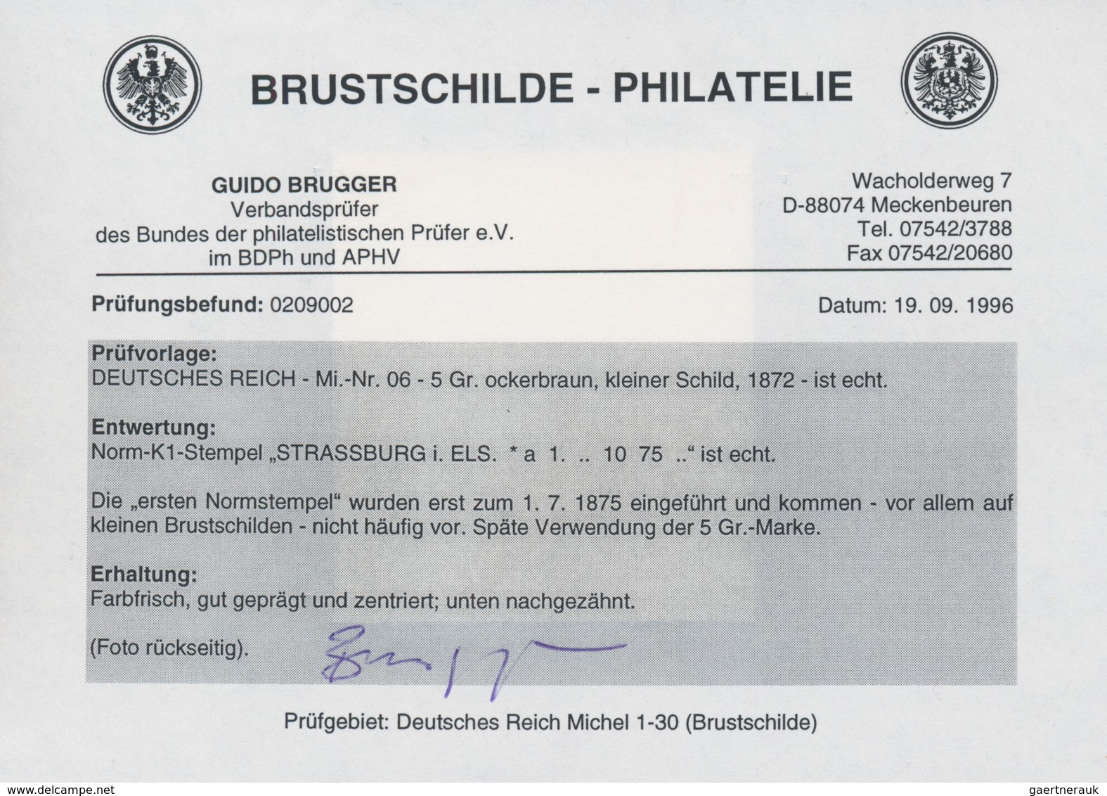 Deutsches Reich - Brustschild: 1872, Kleiner Schild 5 Gr Ockerbraun Sehr Späte Aufbrauchsverwendung - Ungebraucht