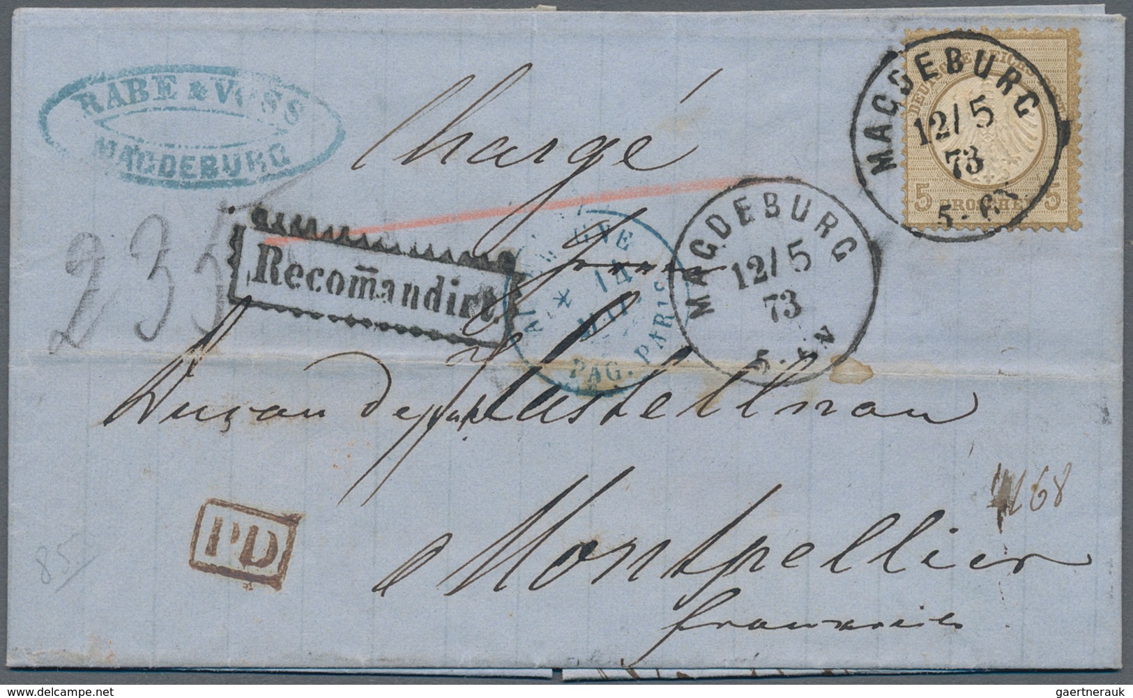 Deutsches Reich - Brustschild: 1872, Freimarke 5 Gr Graubraun Mit Kleinem Schild Auf R-Brief Nach Mo - Unused Stamps
