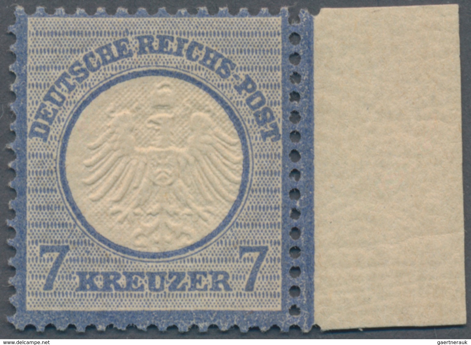 Deutsches Reich - Brustschild: 1872, Kleiner Schild 7 Kreuzer Ultramarin, Ungebrauchtes Rechtes Rand - Ungebraucht