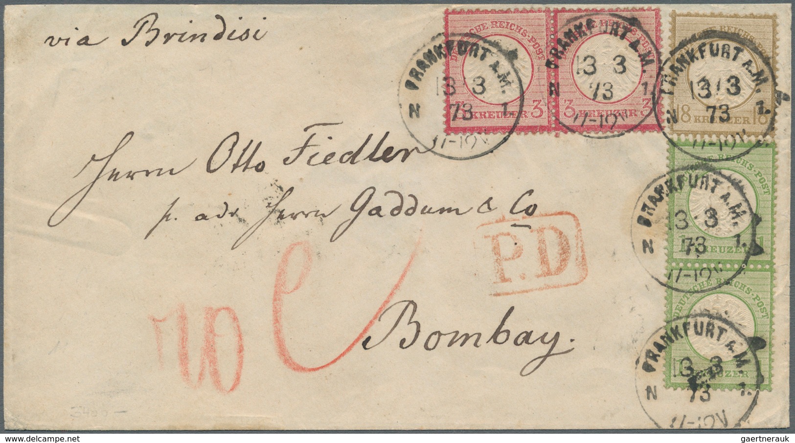 Deutsches Reich - Brustschild: 1872, 18 Kr. Ockerbraun Und Waagerechtes Paar 3 Kr. Kleiner Schild In - Unused Stamps