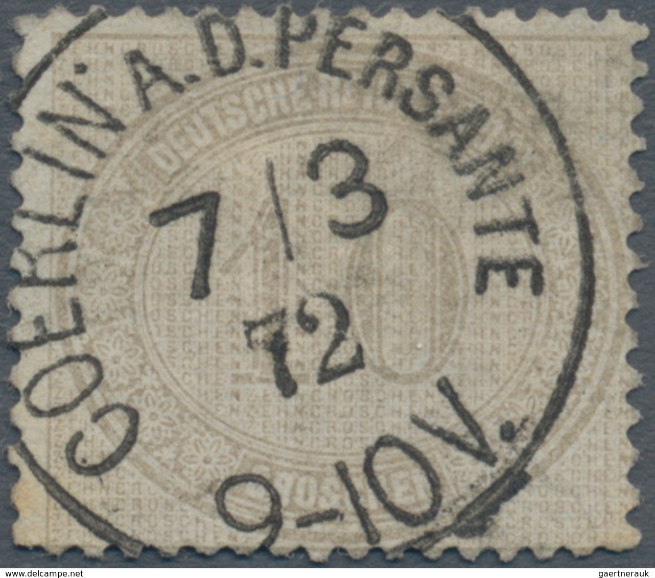 Deutsches Reich - Brustschild: 1872, Innendienstmarke 10 Gr. Gelbgrau Mit Einkreisstempel "COERLIN A - Ungebraucht