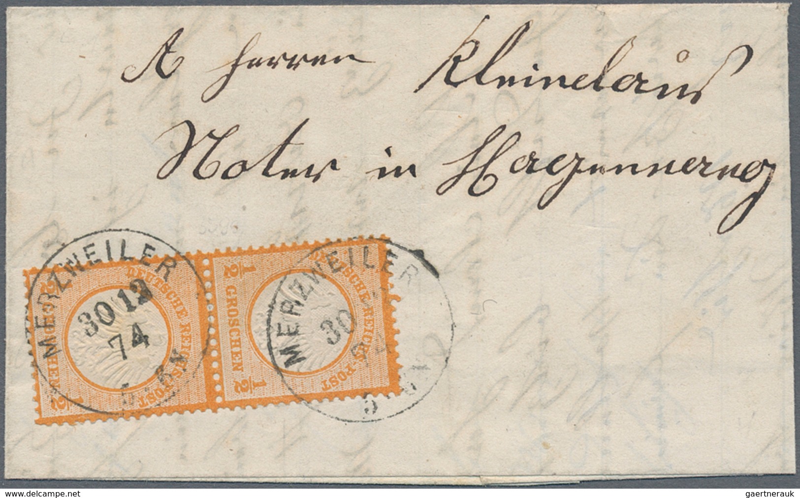 Deutsches Reich - Brustschild: 1872, 1/2 Groschen Orange, Senkr. Paar Auf Kleinem Faltbrief Von "MET - Unused Stamps