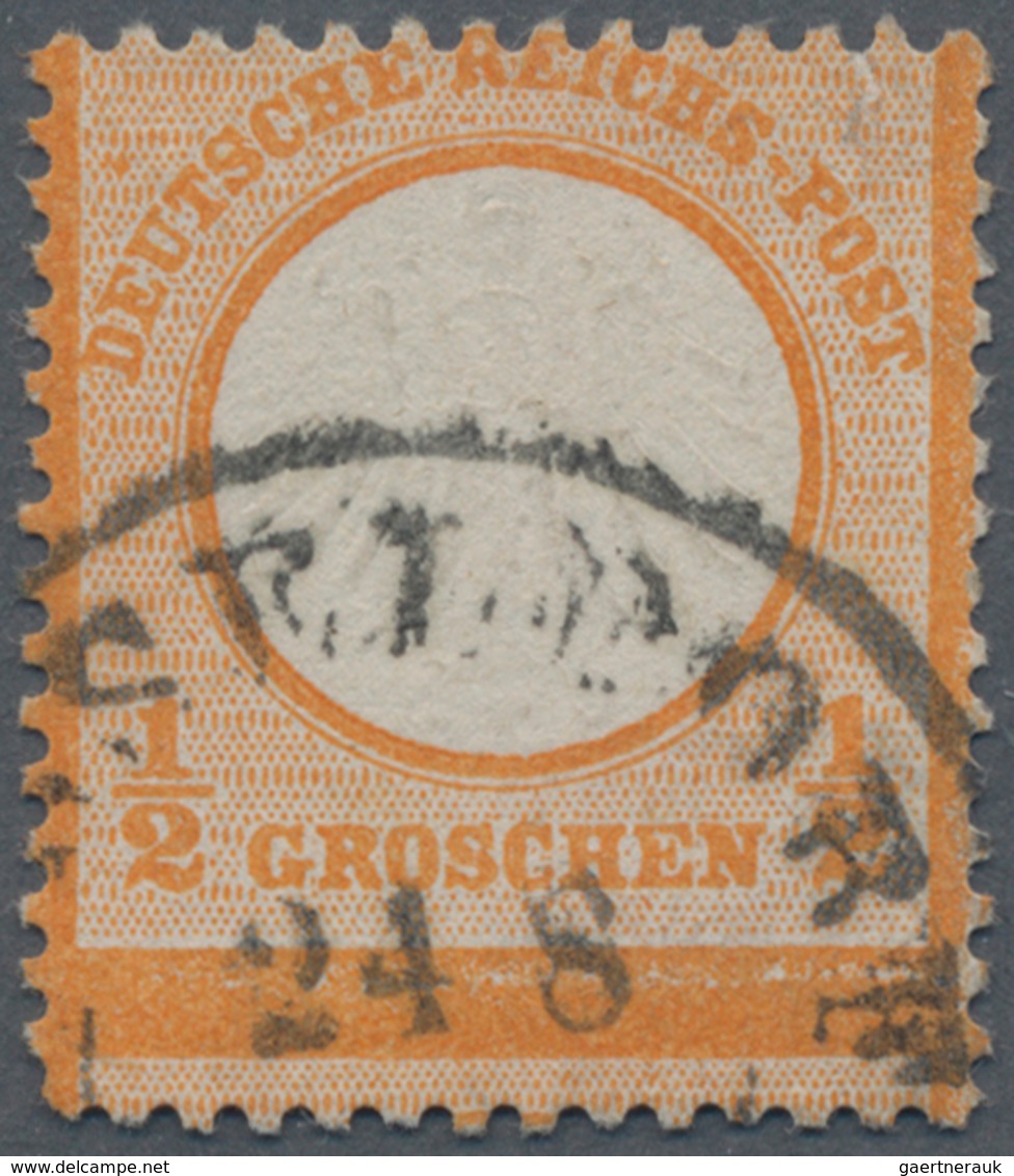 Deutsches Reich - Brustschild: 1872, Kleiner Schild ½ Gr. Orange Mit Starker Waagrechter Verzähnung - Ungebraucht