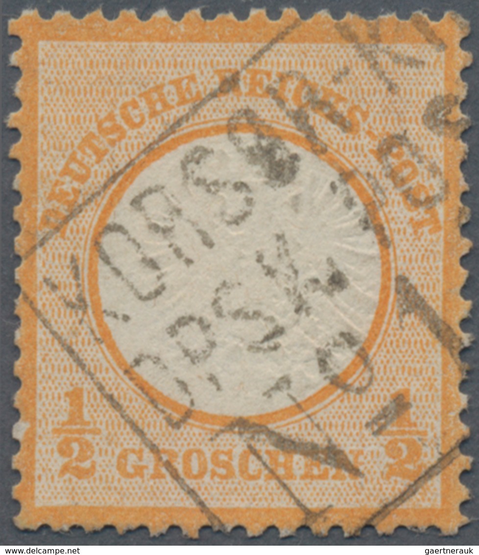 Deutsches Reich - Brustschild: 1872, Großer Schild ½ Gr Orange Mit Zentrischem Ra3 "KORSÖR-KIEL DPSK - Ungebraucht