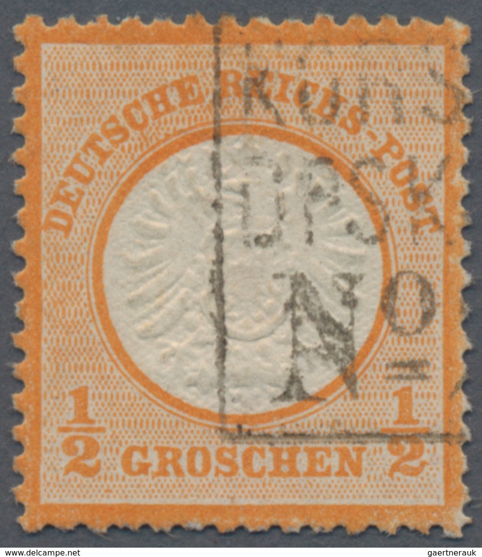 Deutsches Reich - Brustschild: 1872, Großer Schild ½ Gr Orange Mit Ra3 "KORSÖR-KIEL DPSK: POSTKT No. - Ungebraucht