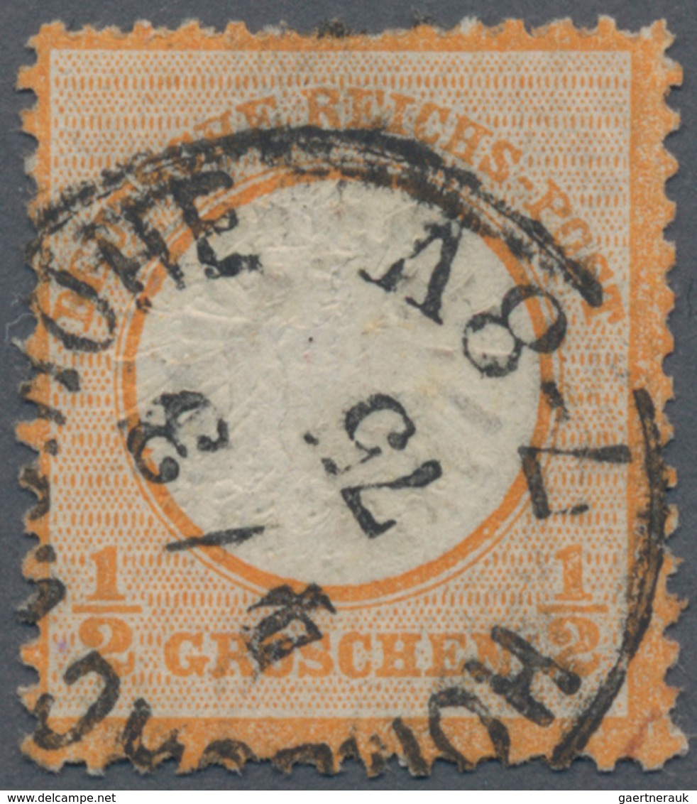 Deutsches Reich - Brustschild: 1872, Großer Schild ½ Gr. Orange Mit Doppelprägung Des Mittelstückes - Unused Stamps