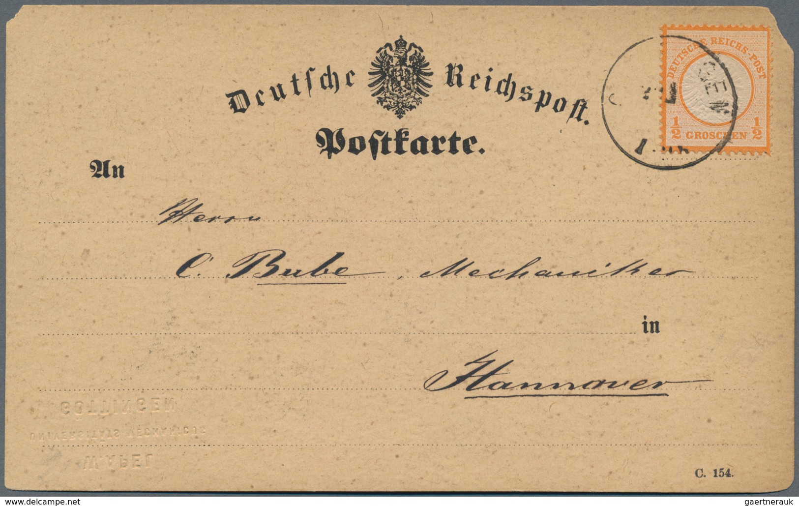 Deutsches Reich - Brustschild: 1872, Großer Schild ½ Gr. Orange Mit Doppelprägung Des Mittelstückes - Unused Stamps