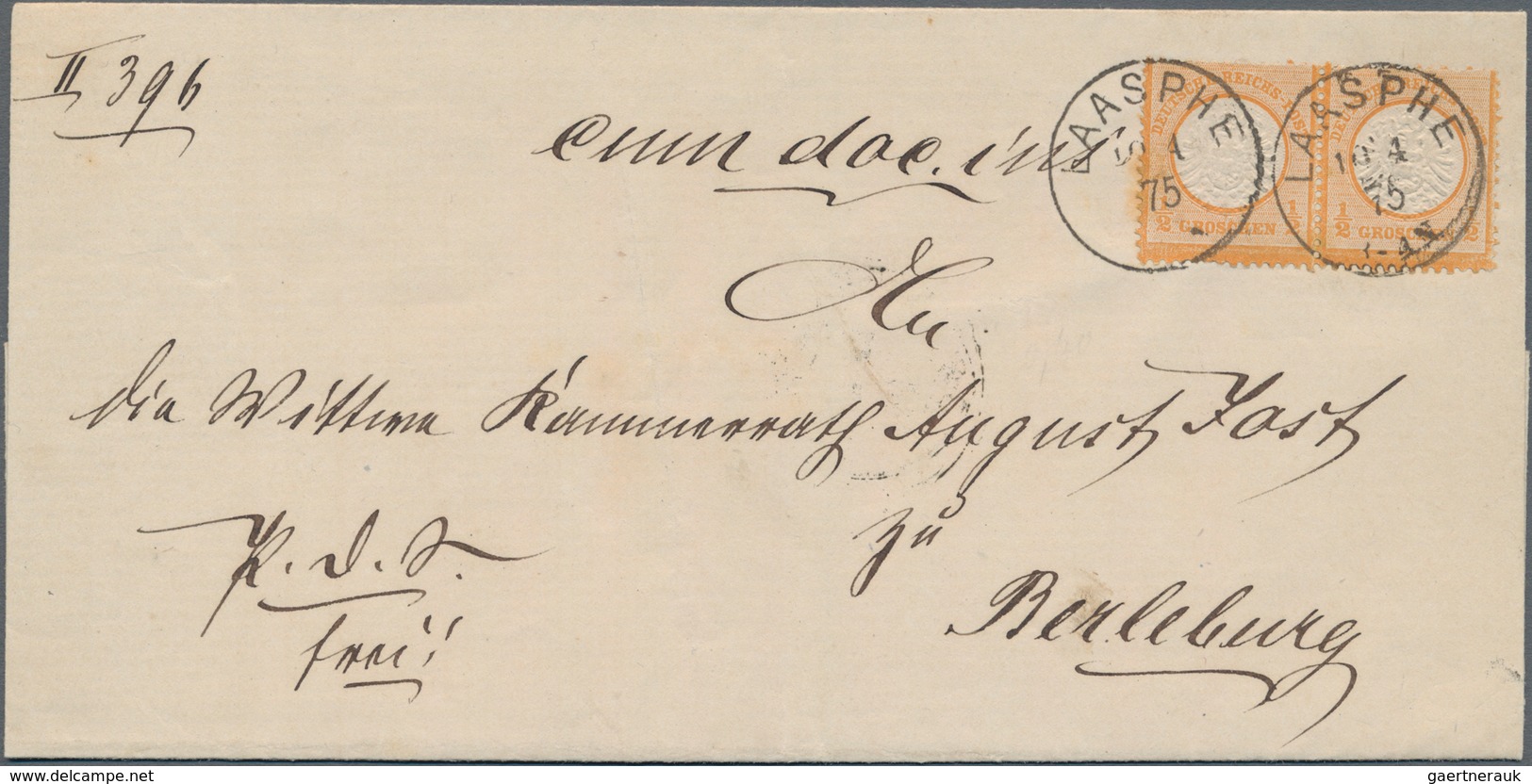 Deutsches Reich - Brustschild: 1875. MeF Aus Waagrechtem Paar 1/2 Groschen (gr Schild) Von Den Felde - Unused Stamps