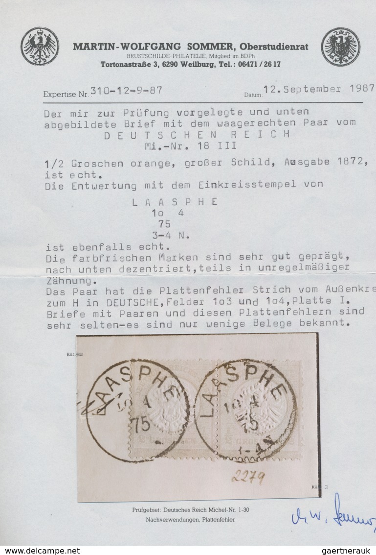 Deutsches Reich - Brustschild: 1875. MeF Aus Waagrechtem Paar 1/2 Groschen (gr Schild) Von Den Felde - Unused Stamps