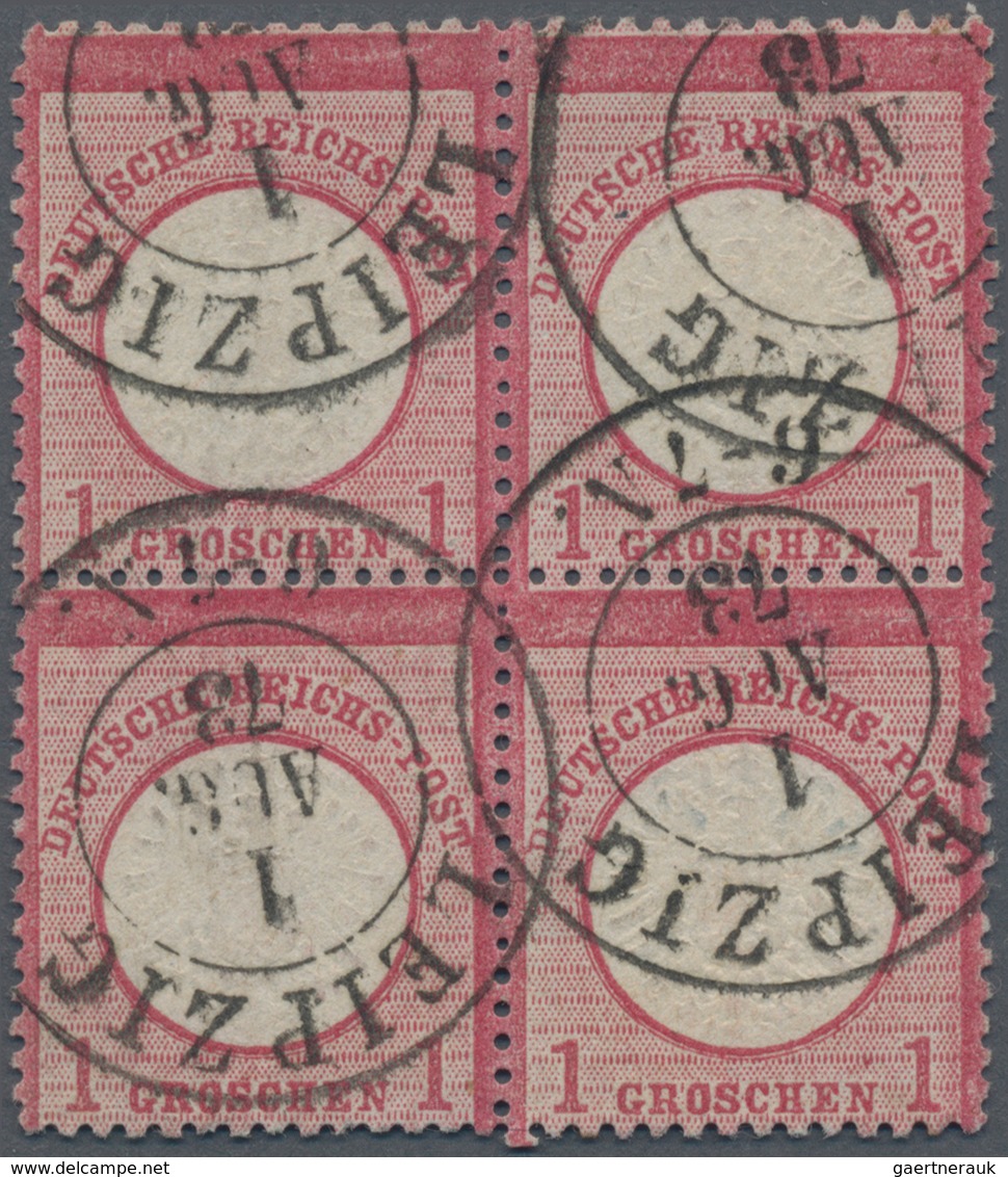 Deutsches Reich - Brustschild: 1872, Großer Schild 1 Gr. Karmin Im Viererblock Mit K2 "LEIPZIG 1 AUG - Unused Stamps