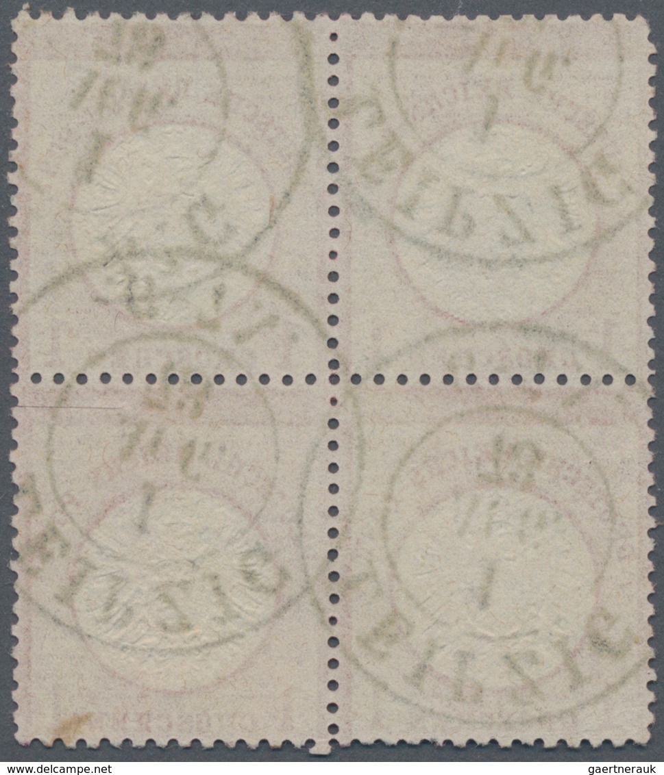 Deutsches Reich - Brustschild: 1872, Großer Schild 1 Gr. Karmin Im Viererblock Mit K2 "LEIPZIG 1 AUG - Unused Stamps