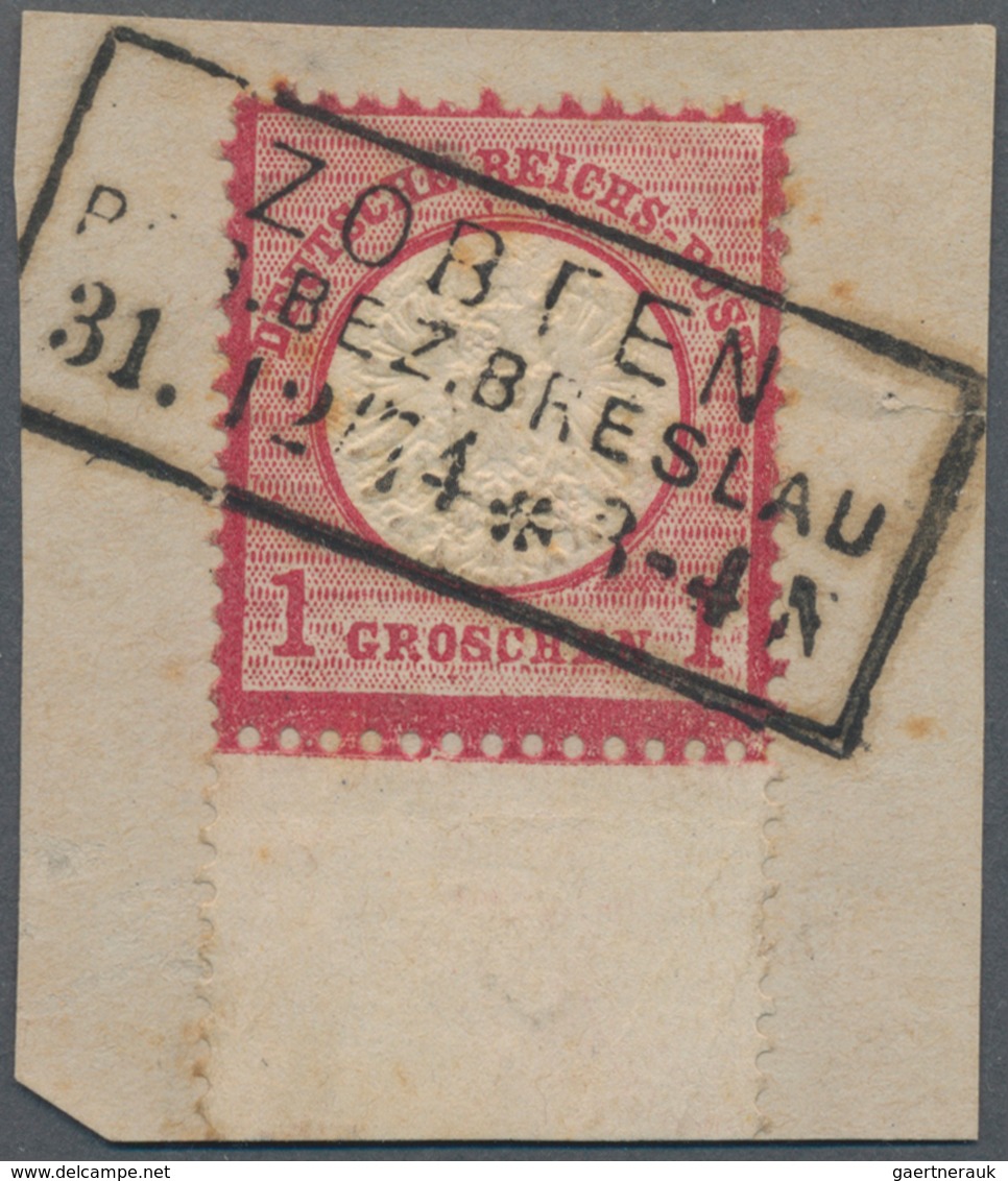 Deutsches Reich - Brustschild: 1872, Großer Schild 1 Gr. Karmin Mit 14 Mm Unterrand Und Groschen-Let - Unused Stamps