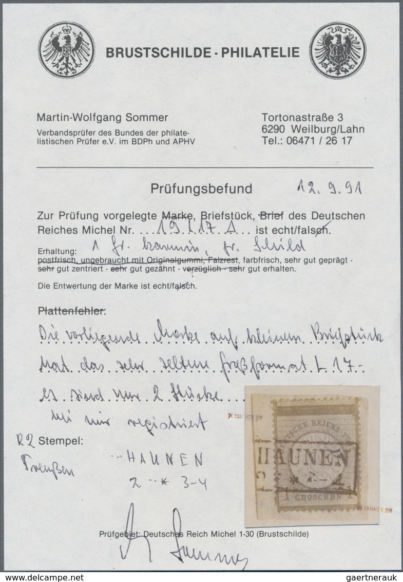 Deutsches Reich - Brustschild: 1872, Großer Schild 1 Gr. Karmin Mit Extrem Seltenem Über-Großformat - Ungebraucht