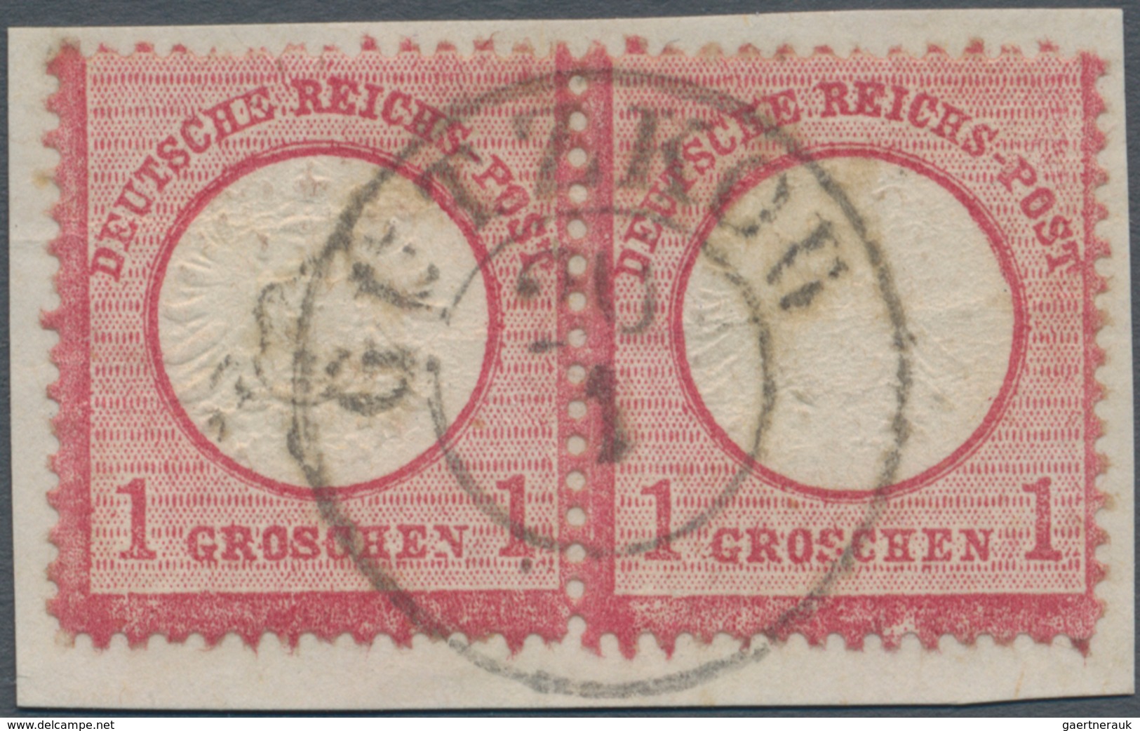 Deutsches Reich - Brustschild: 1872, Großer Schild 1 Gr. Karmin Im Paar Mit Links Plattenfehler V: G - Unused Stamps