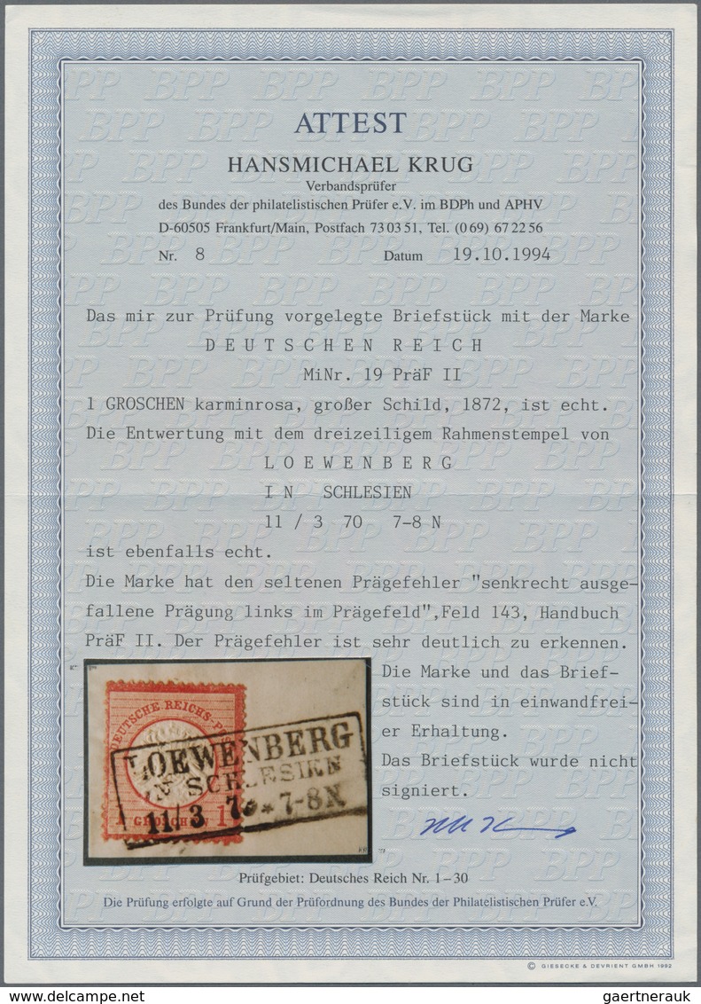 Deutsches Reich - Brustschild: 1872, 1 Groschen Karminrosa Großer Schild Mit Seltenem PRÄGEFEHLER "s - Unused Stamps