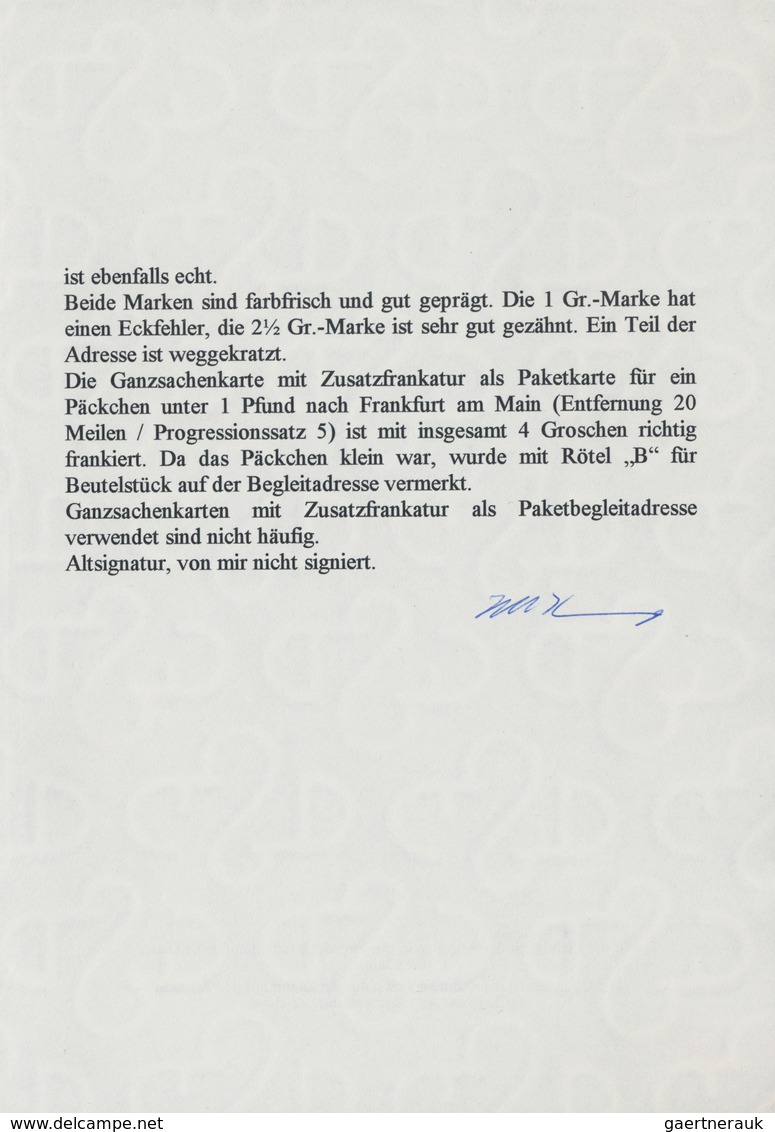 Deutsches Reich - Brustschild: 1873, GA-Karte ½ Gr Mit Großer Schild 2½ Gr. Und 1 Gr. Verwendet Als - Ungebraucht