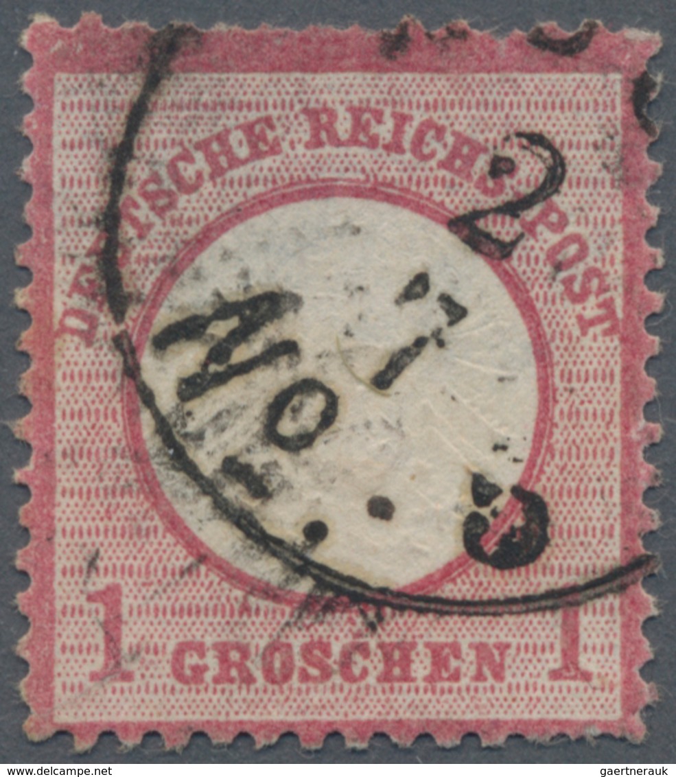 Deutsches Reich - Brustschild: 1872, Großer Schild 1 Gr. Rosakarmin Mit Zentrischem Ausgabe-K1 "AUSG - Ongebruikt